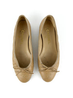 Vintage Chanel CC Quilted Beige Ballet Pumps