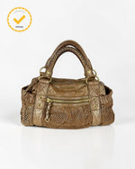 2000s Miu Miu Perforated Woven Gold Handbag