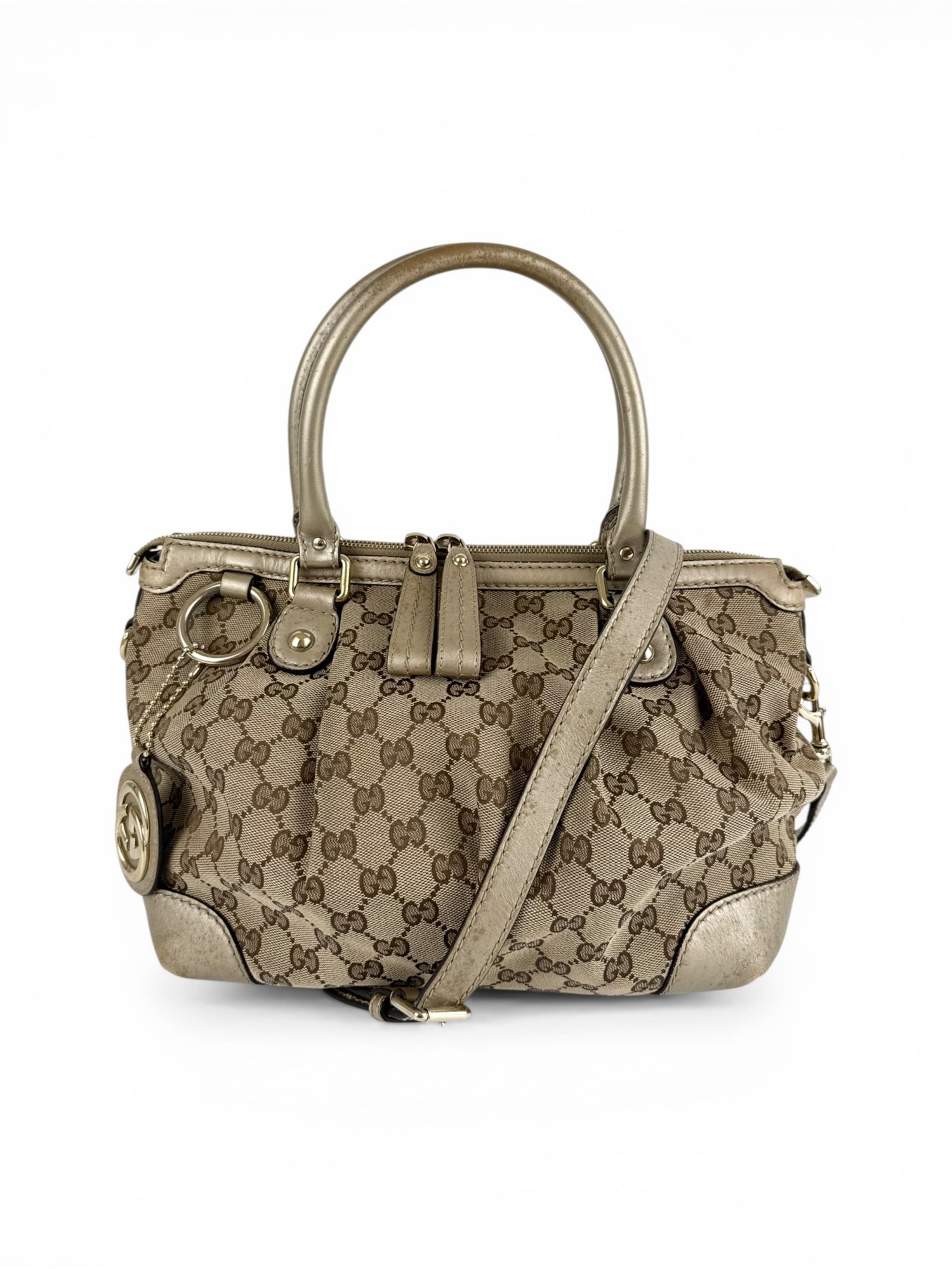 Vintage 90s Gucci GG Monogram 2Way Handbag