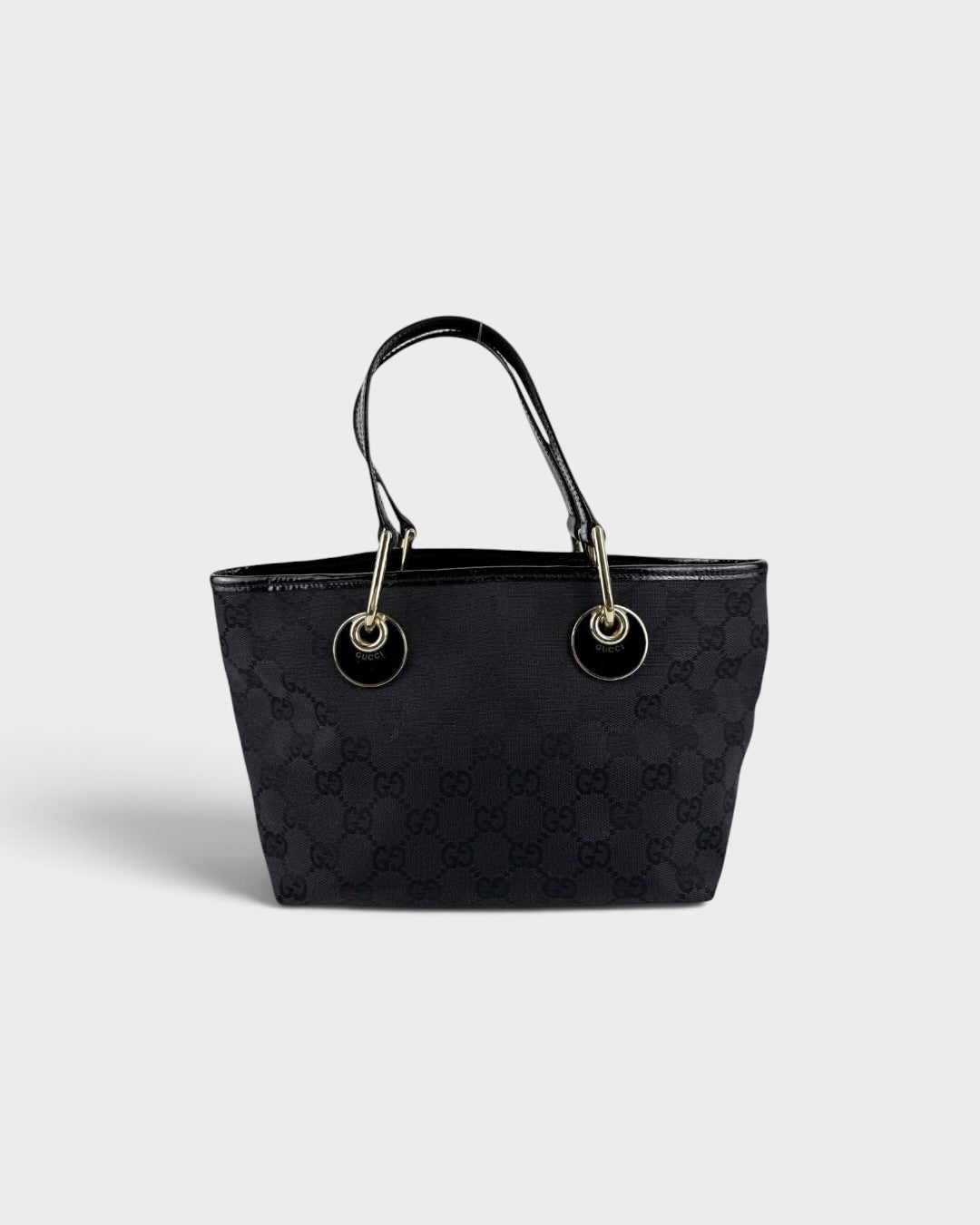 2000s Gucci Monogram Black Mini Tote Handbag