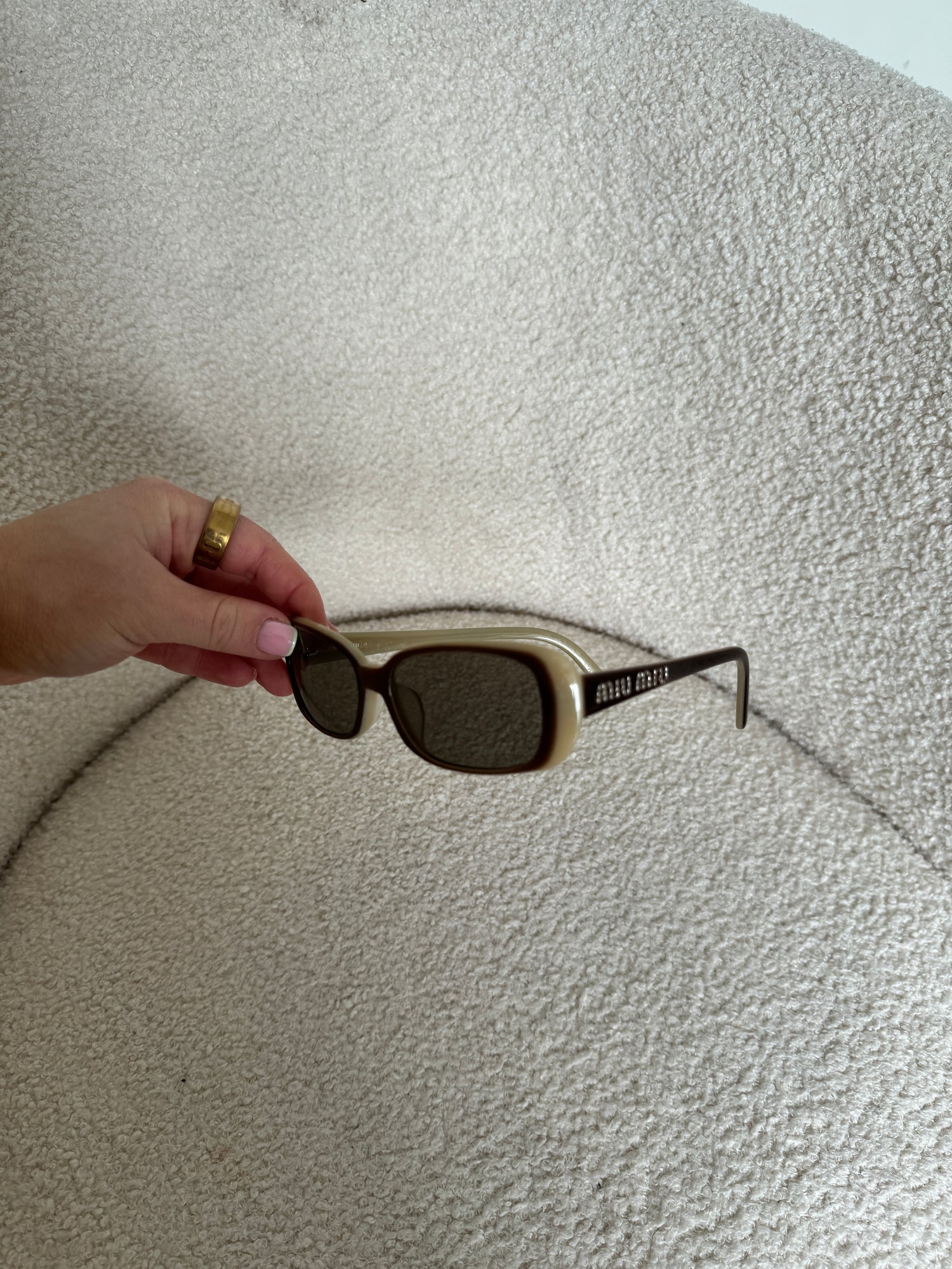 Vintage Miu Miu Contrast Brown Diamanté Sunglasses