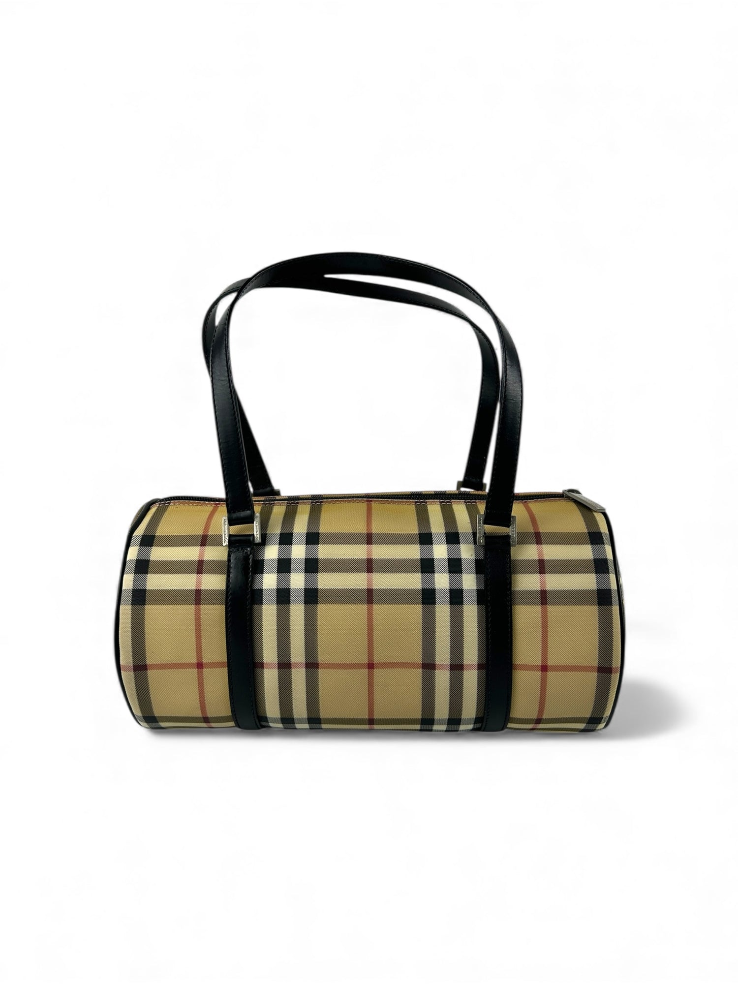 Vintage 90s Burberry Nova Check Barrel Handbag