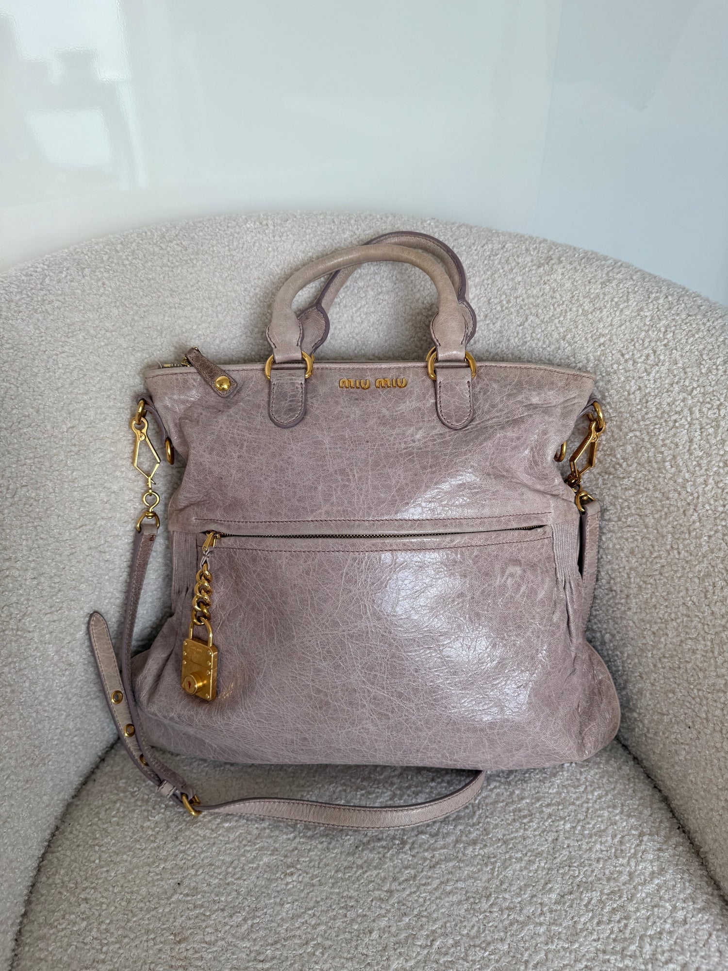 2010s Miu Miu Vitello Charm Large 2Way Handbag