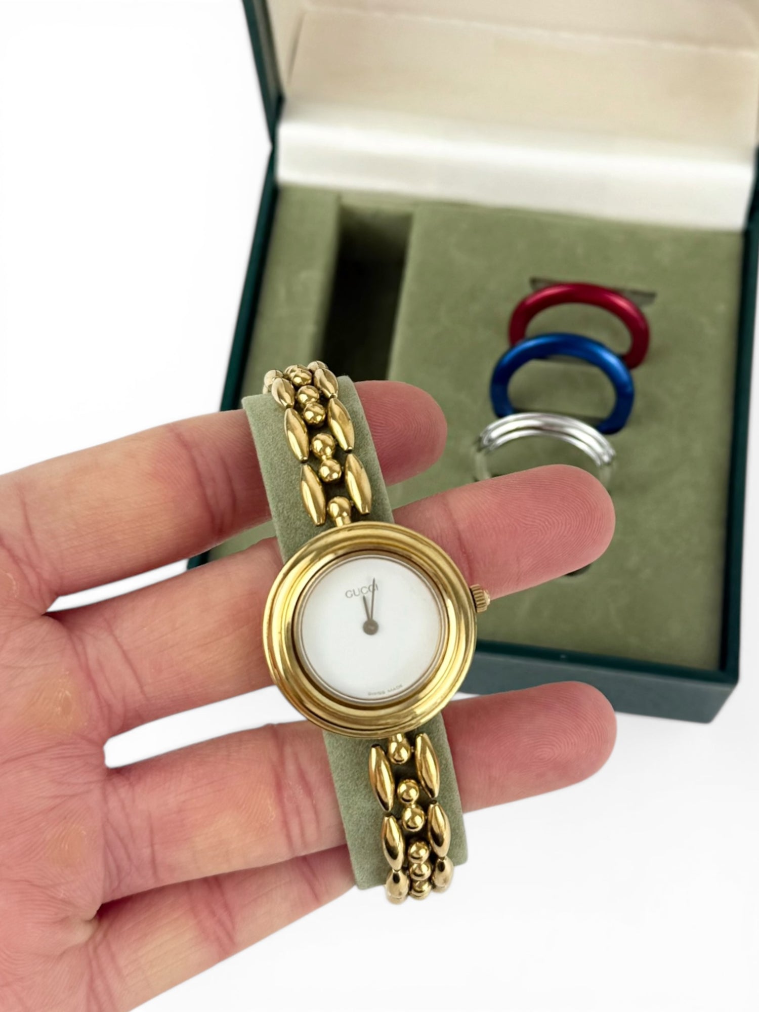 Rare Vintage Gucci 11/12.2 Change Bezel Quartz Watch [4 colours with box - working]