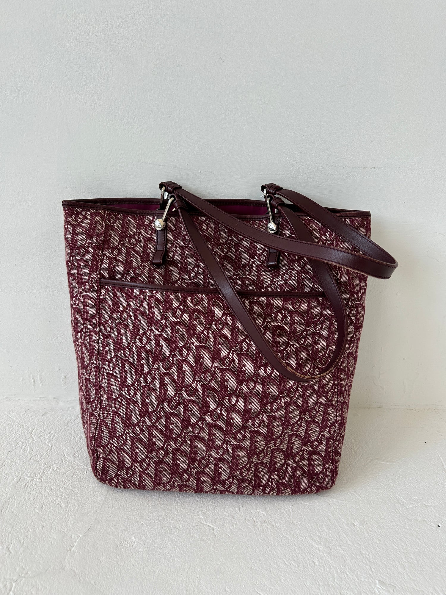 Vintage Christian Dior Bordeaux Red Tote Bag (2002)