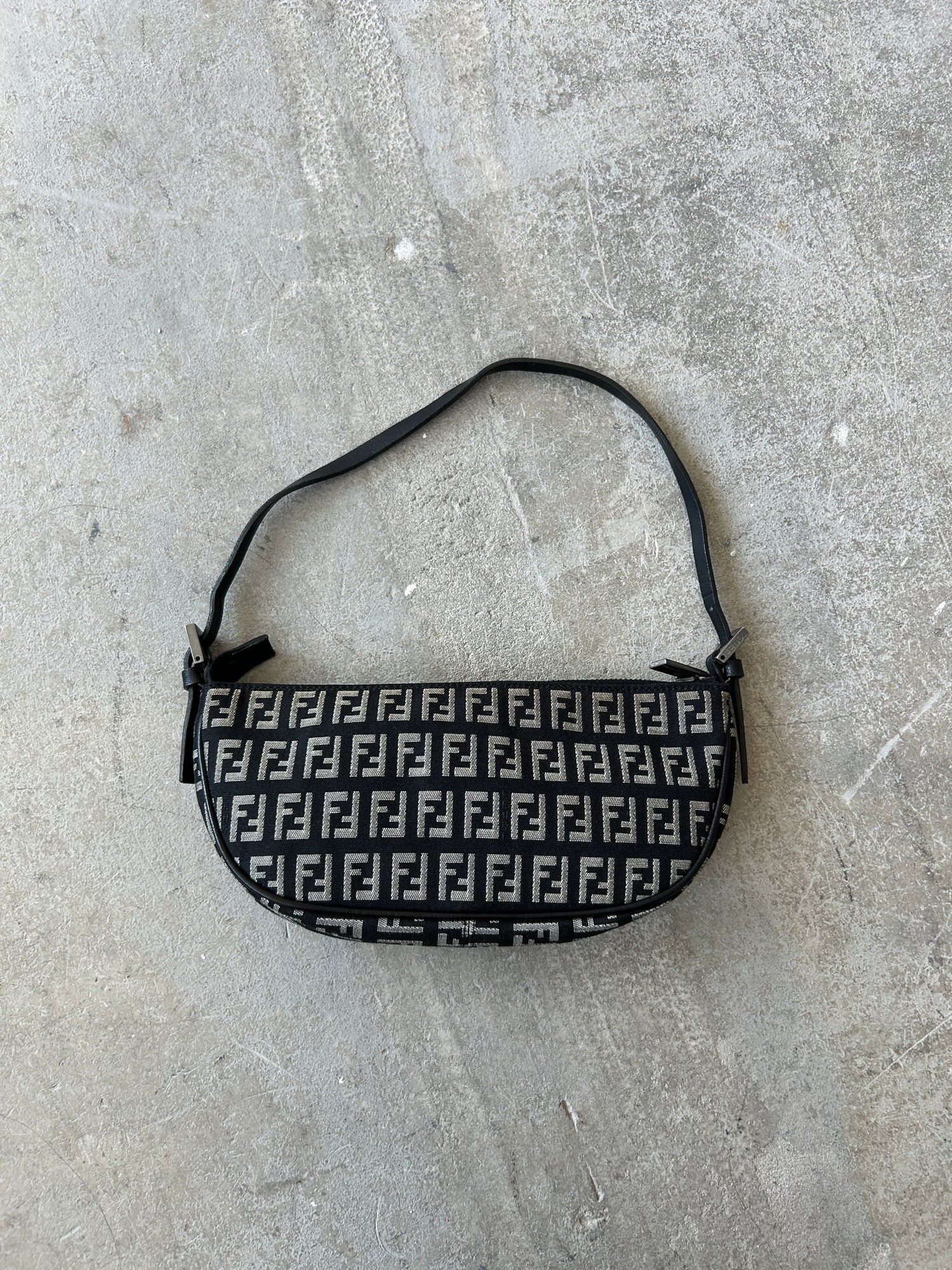Vintage Fendi Mini Zucca Half Moon Shoulder Bag 90s