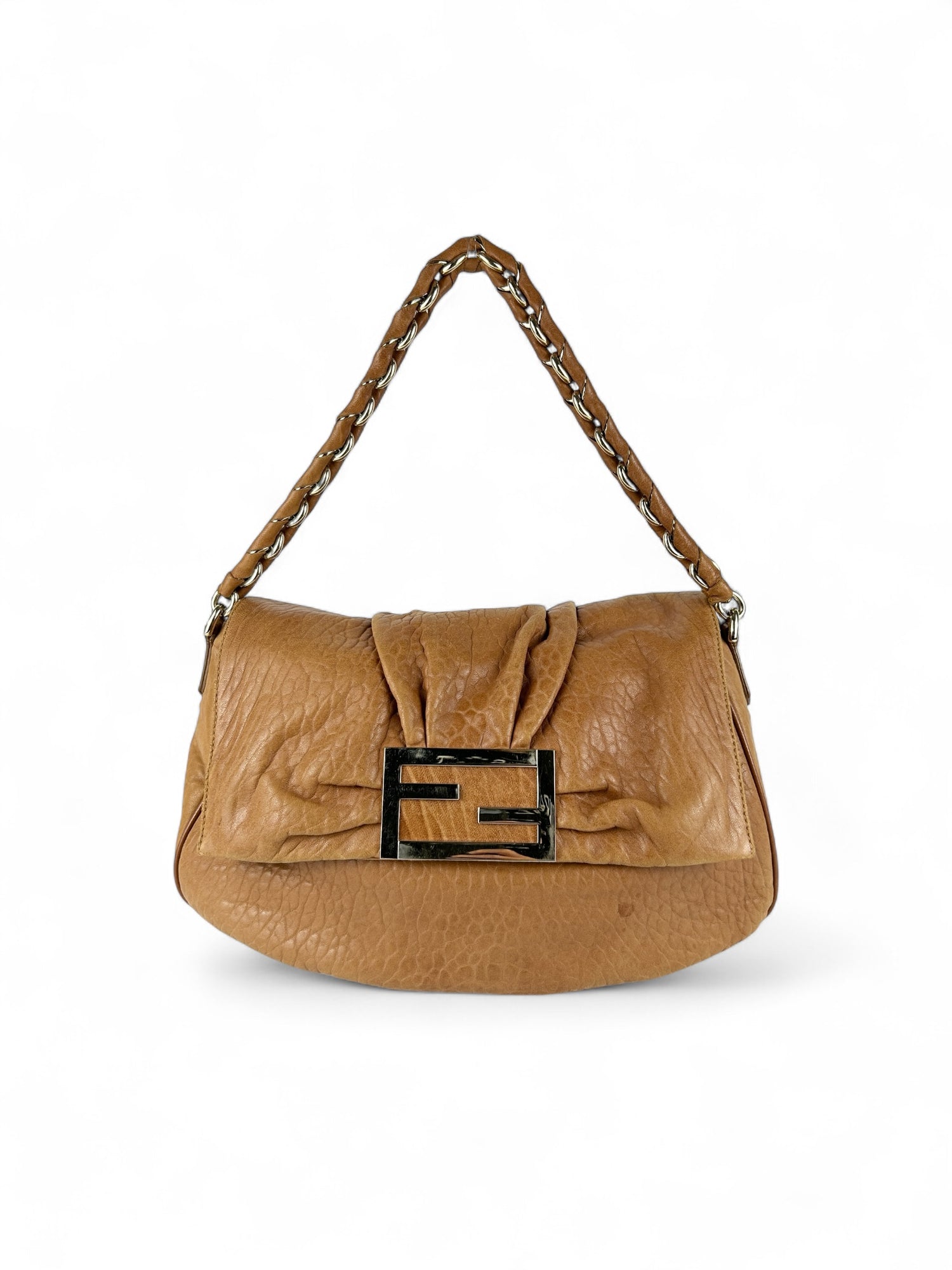 Vintage Fendi Burnt Brown Mia Chain Shoulder Bag 2000s