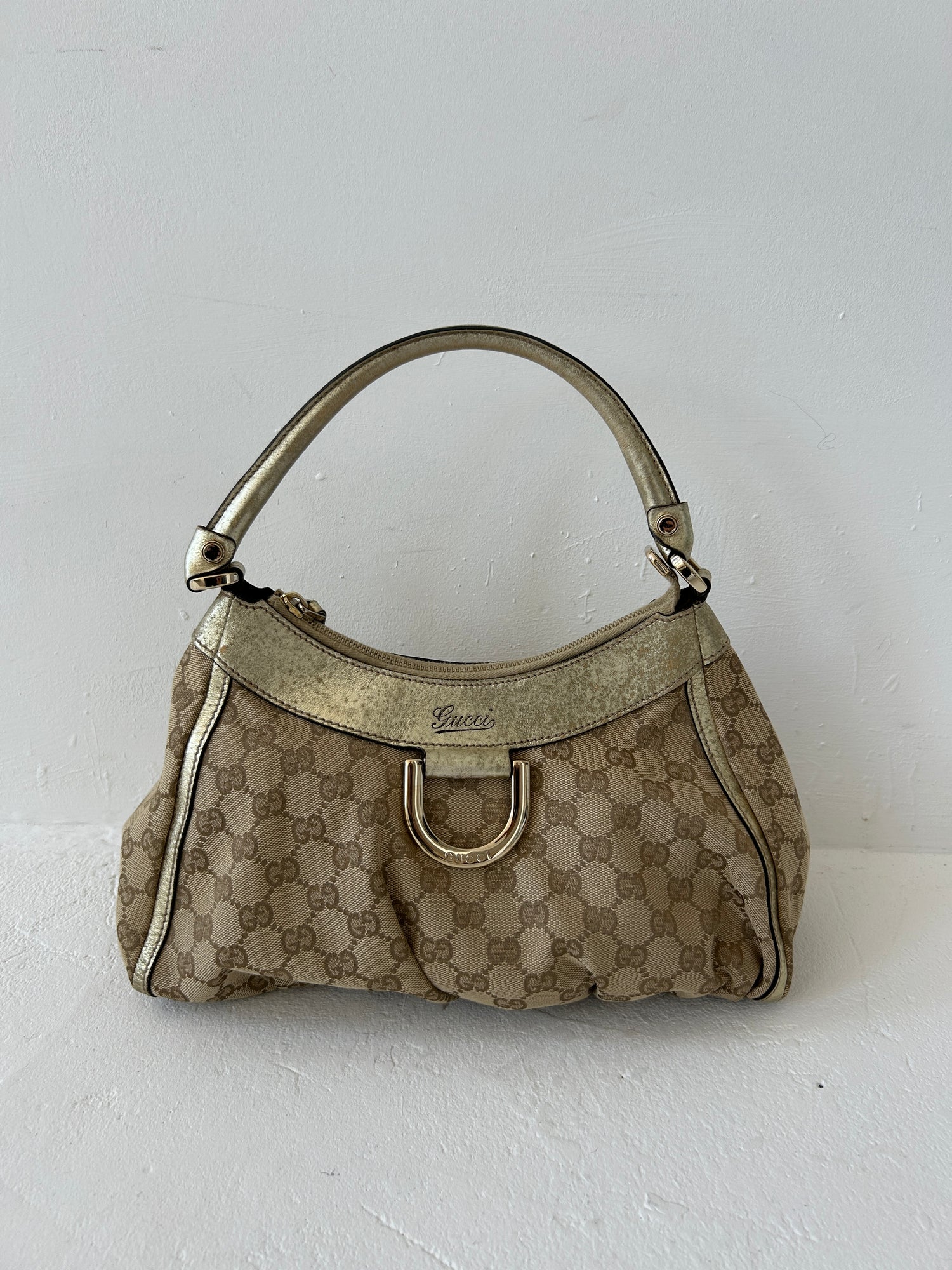 Vintage Gucci Monogram D-Ring Abbey Shoulder Bag 2000s