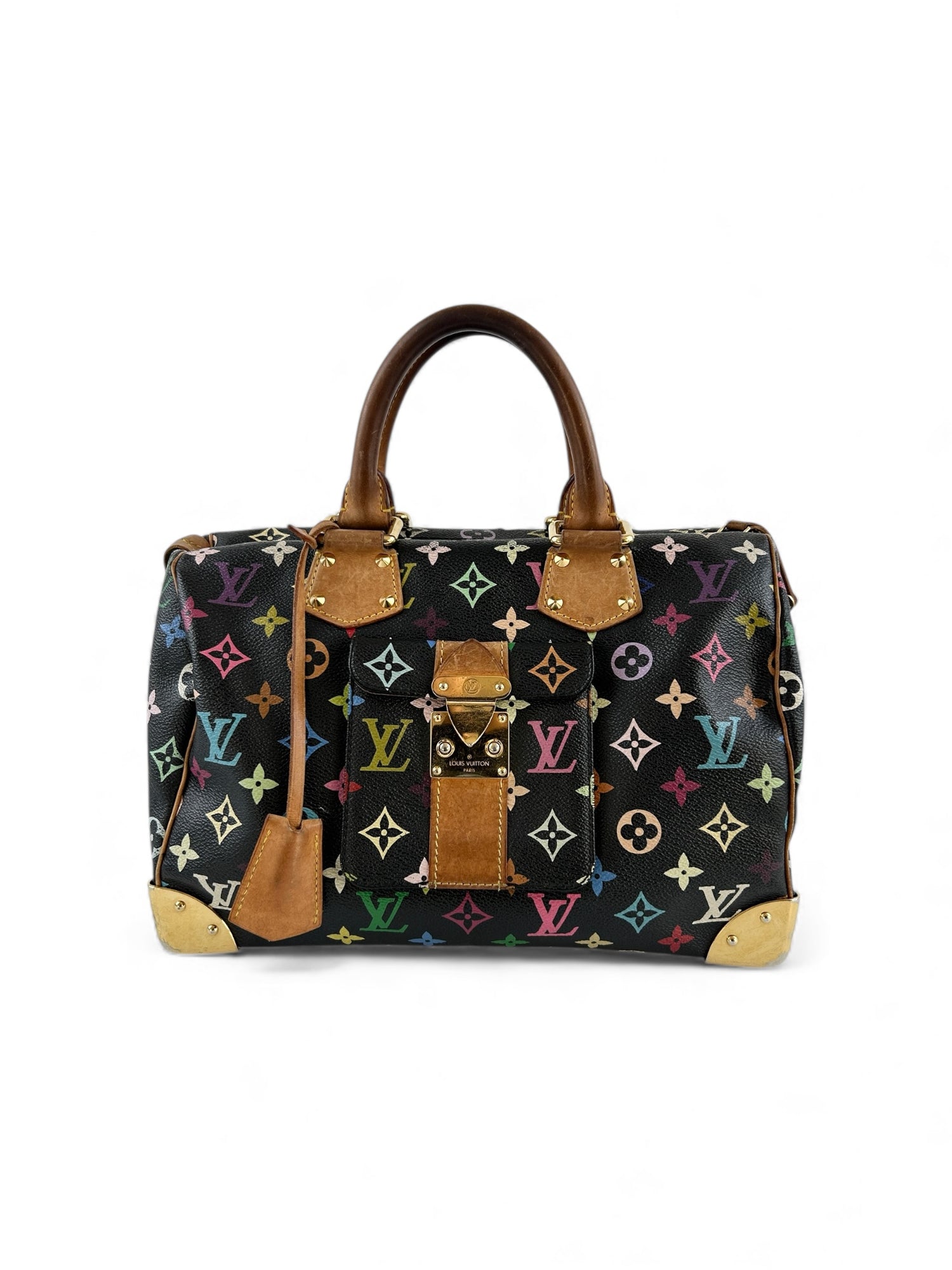 2004 Vintage Louis Vuitton x Takashi Murakami Black Speedy 30 Handbag