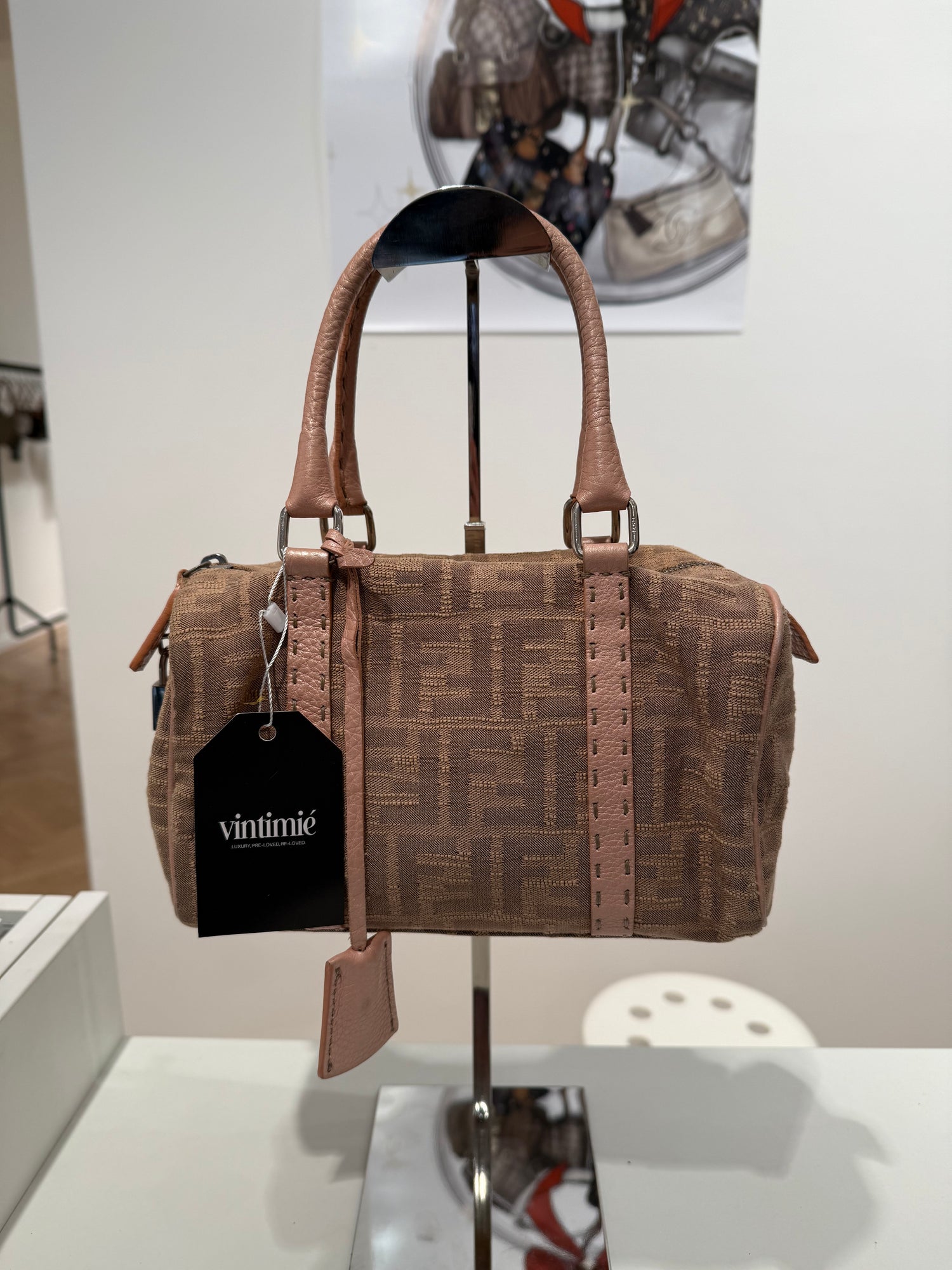 Vintage 90s Fendi Zucca Boston Handbag