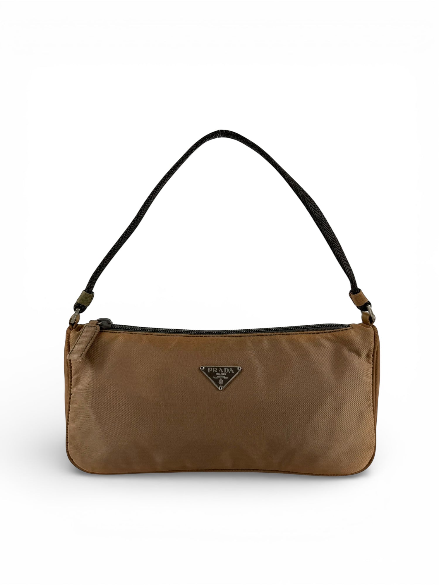 Vintage 90s Prada Brown Nylon Mini Shoulder Bag