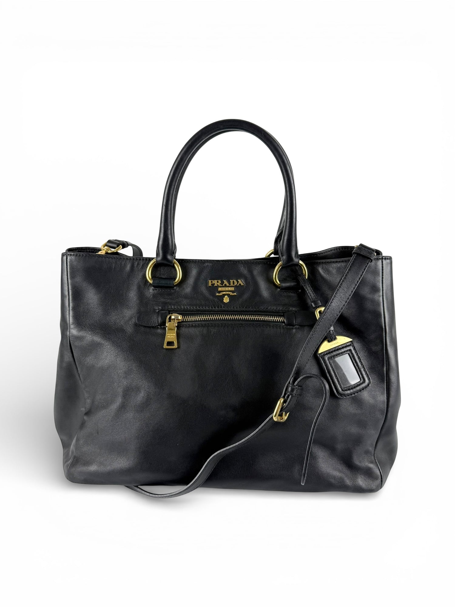 2010s Prada Nappa Leather 2Way Black Tote Bag