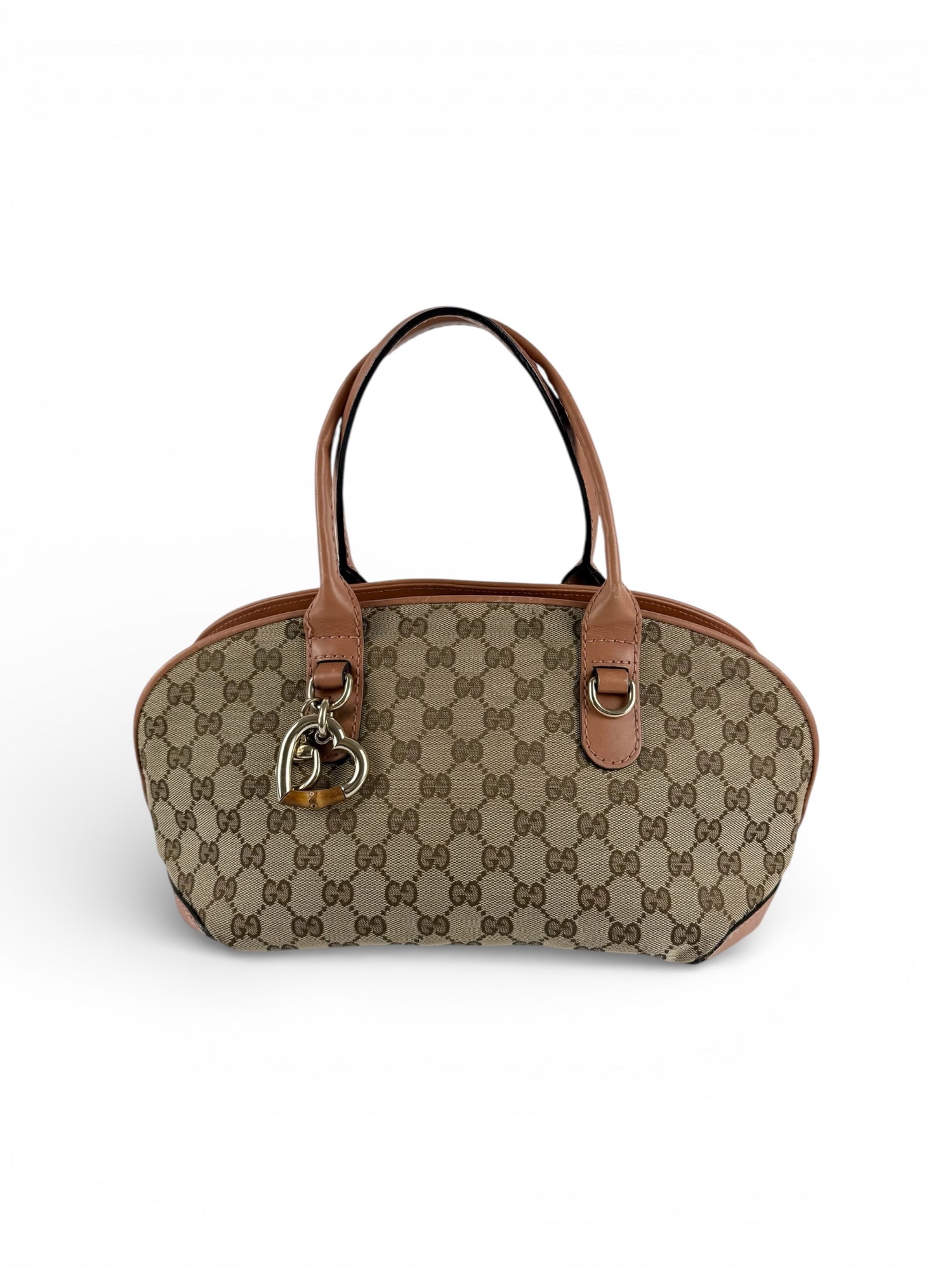 Vintage 90s Gucci Monogram Heart Charm Handbag