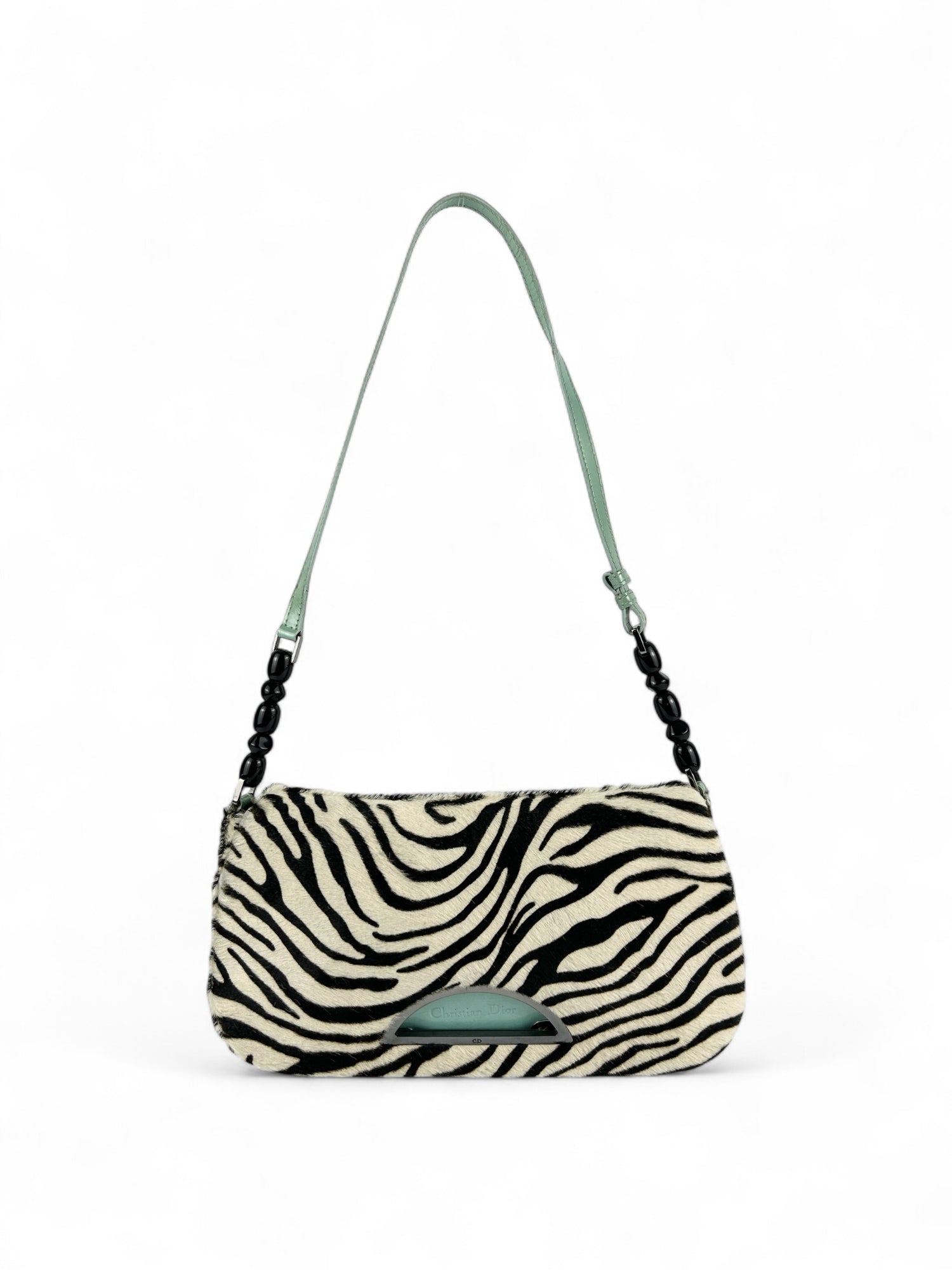 Vintage Christian Dior Zebra Print Pony Hair Malice Shoulder Bag (1999)