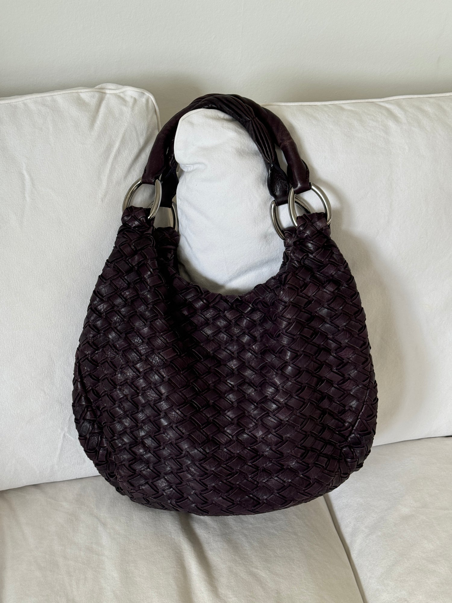 2010s Miu Miu Woven Leather Large Handbag