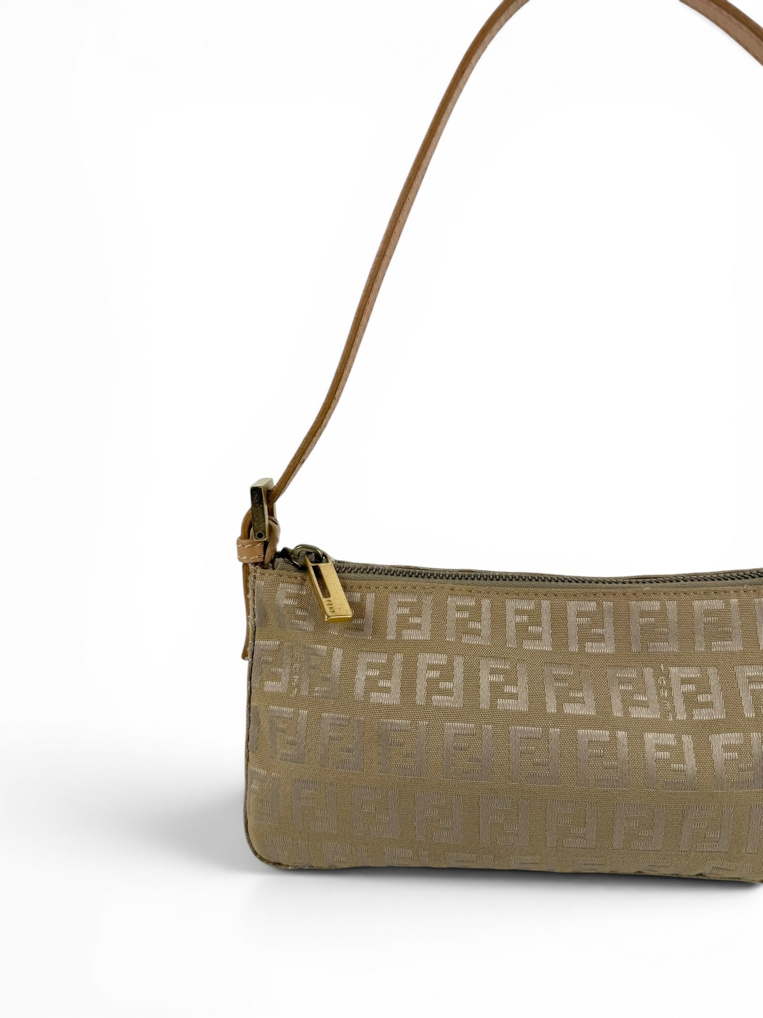 Vintage 90s Fendi Zucca Mini Gold Shoulder Bag