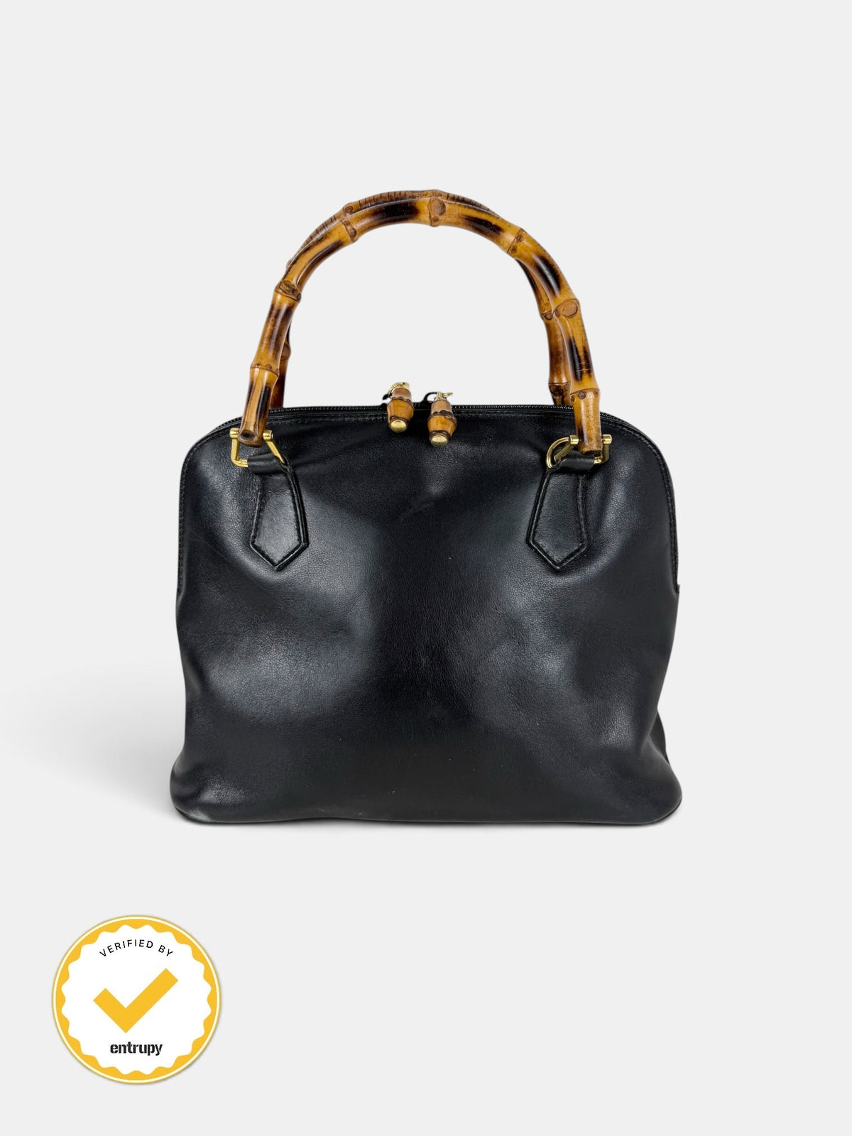 90s Gucci Leather Bamboo Top Handle Handbag
