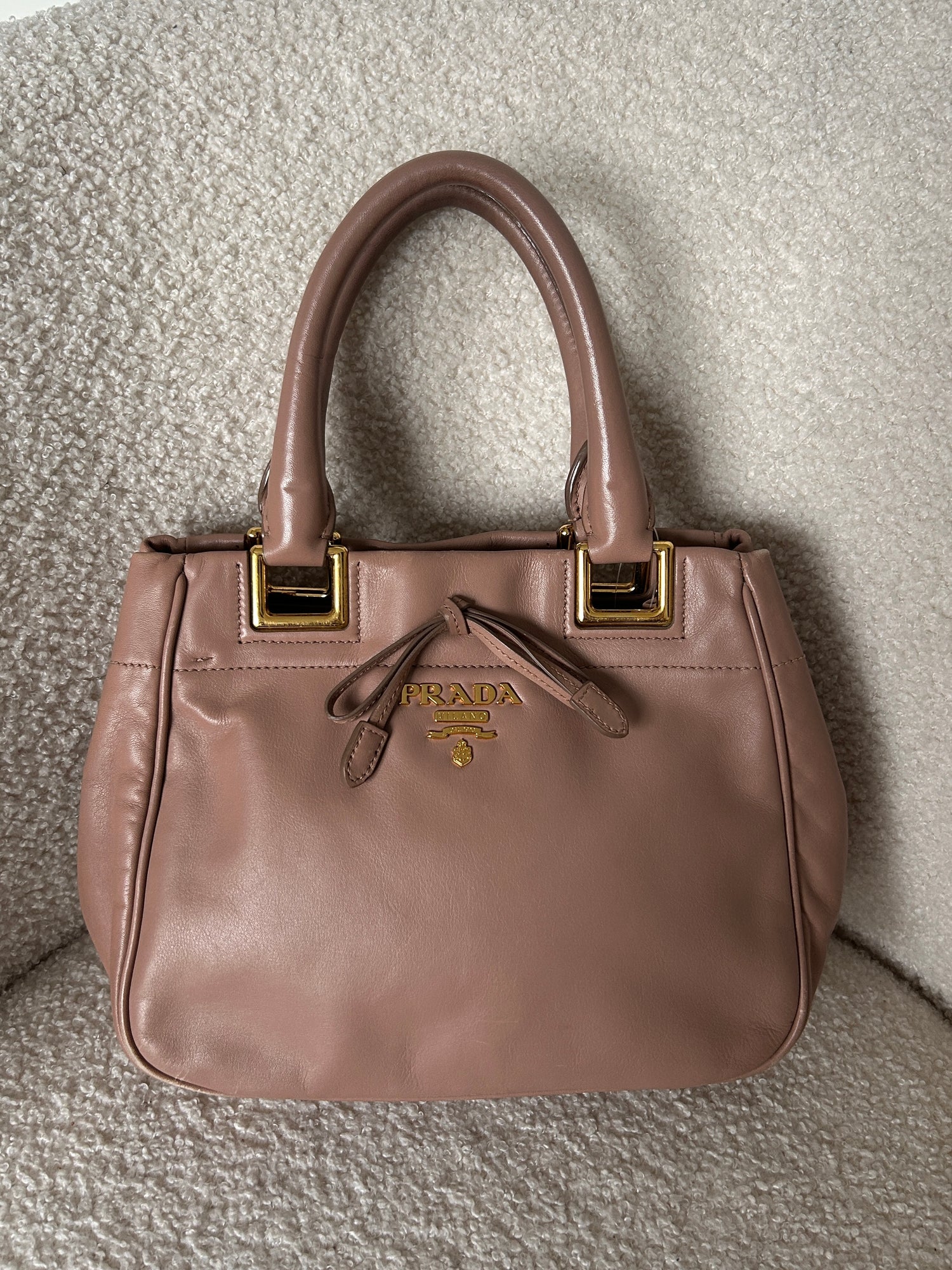 2010s Prada Vitello Leather Bow Handbag