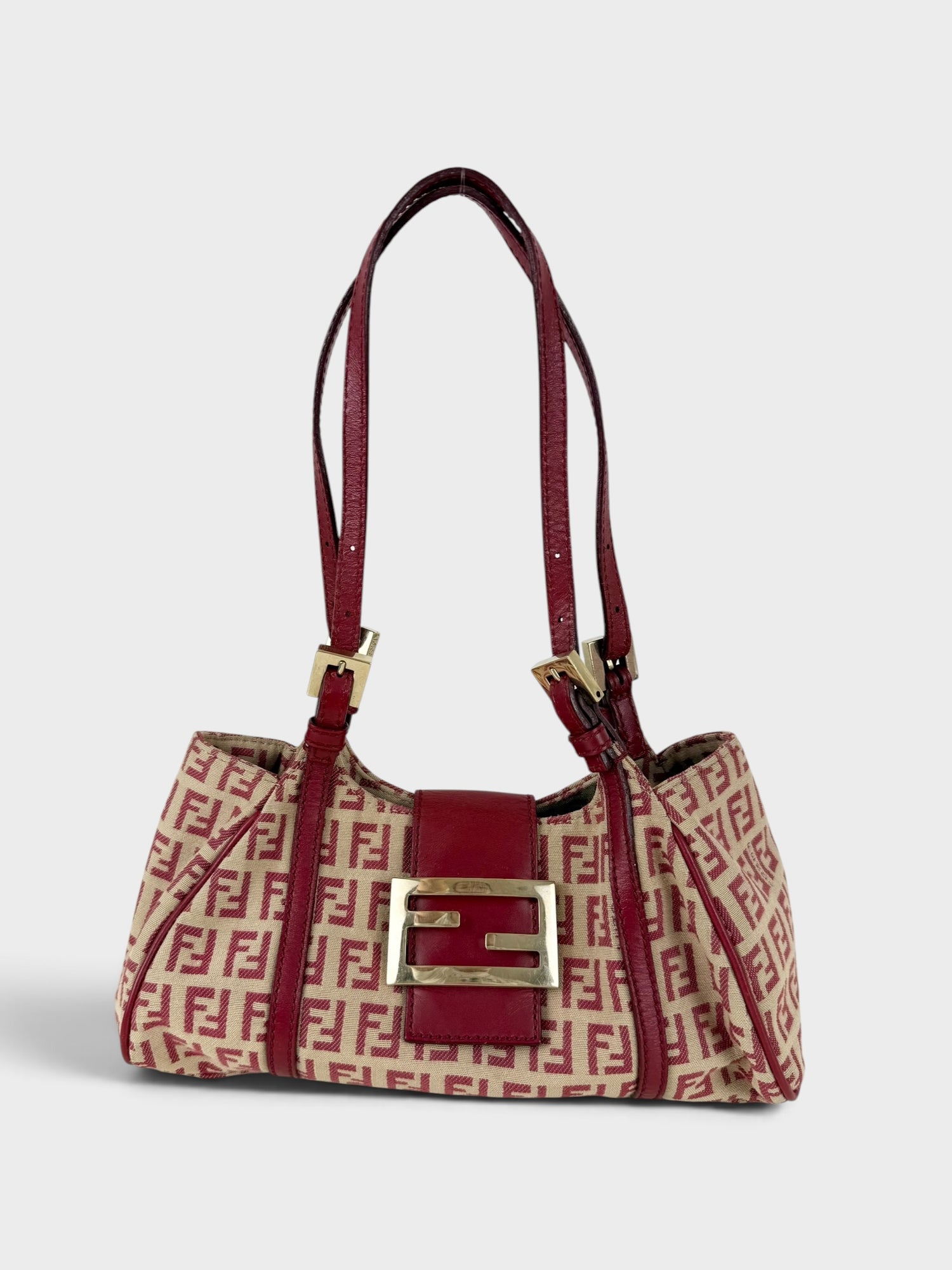 90s Fendi Zucca Red Mini Shoulder Bag