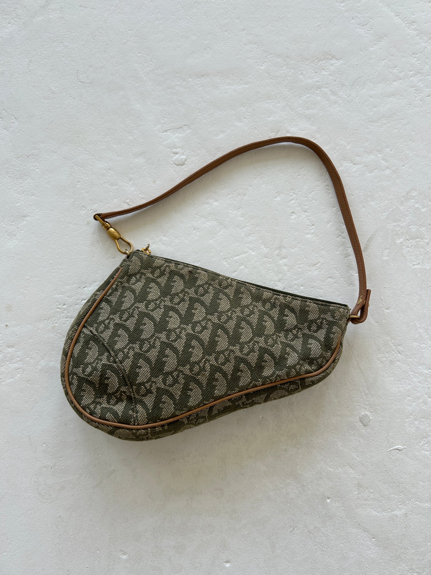 Vintage Christian Dior Monogram Khaki Saddle Bag (2001)