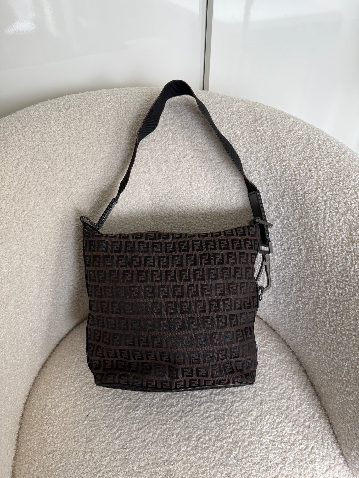 Vintage 90s Fendi Zucca Satchel Shoulder Bag