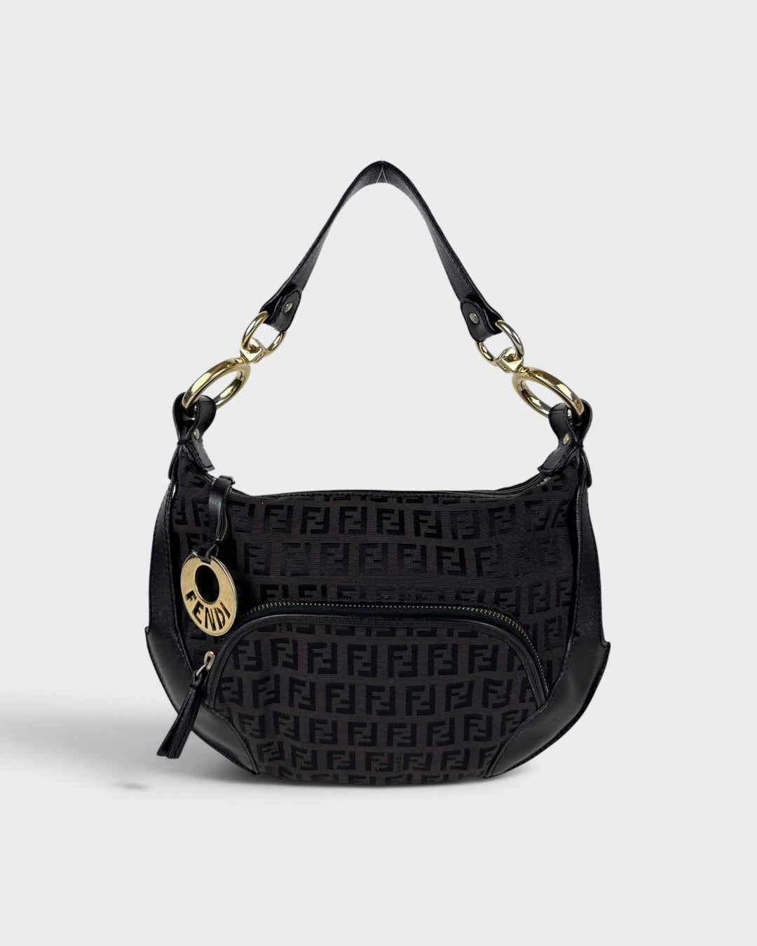 90s Fendi Zucca Cuoio Chef Pocket Shoulder Bag