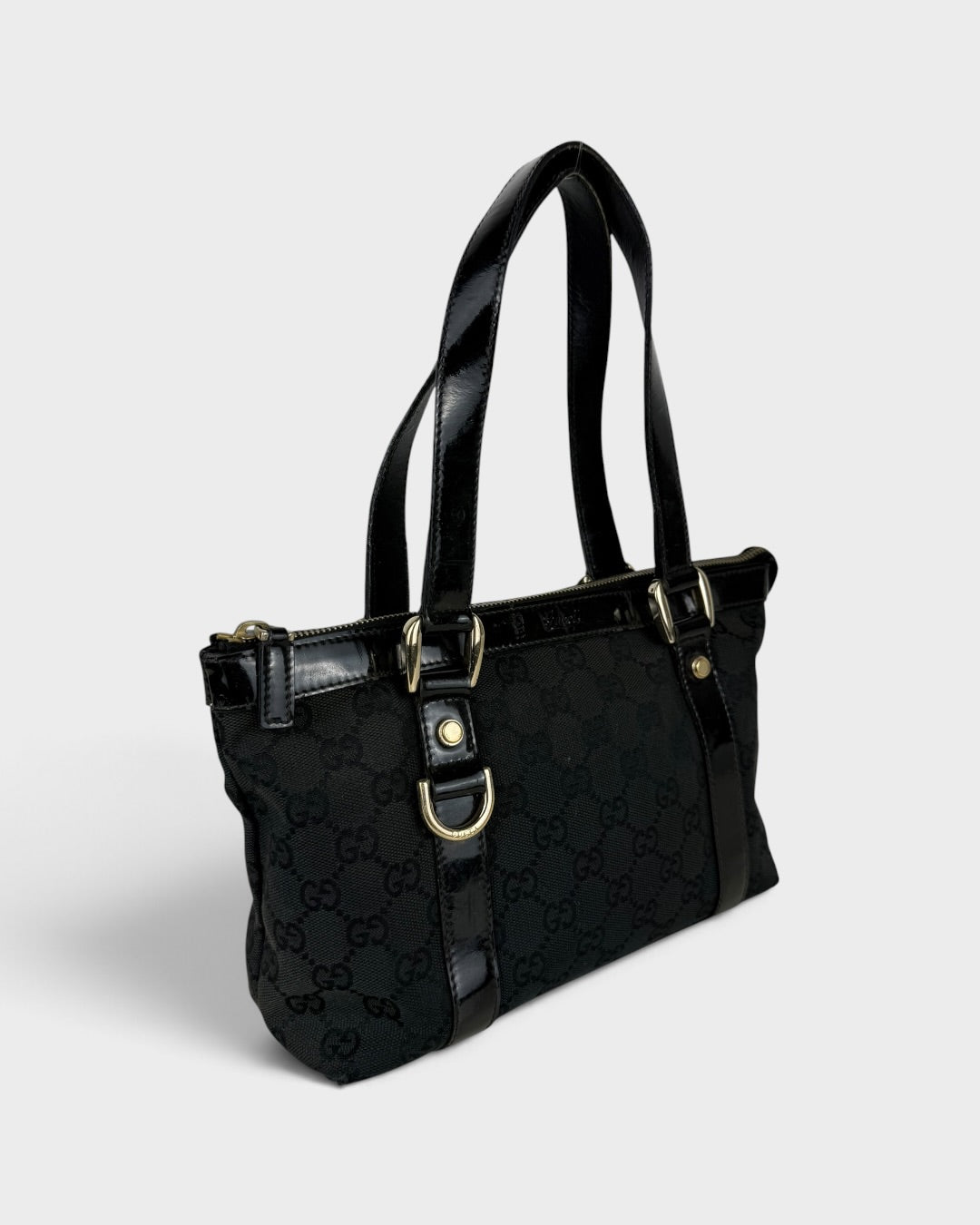 90s Gucci GG Monogram Mini Abbey Handbag Black/Brown