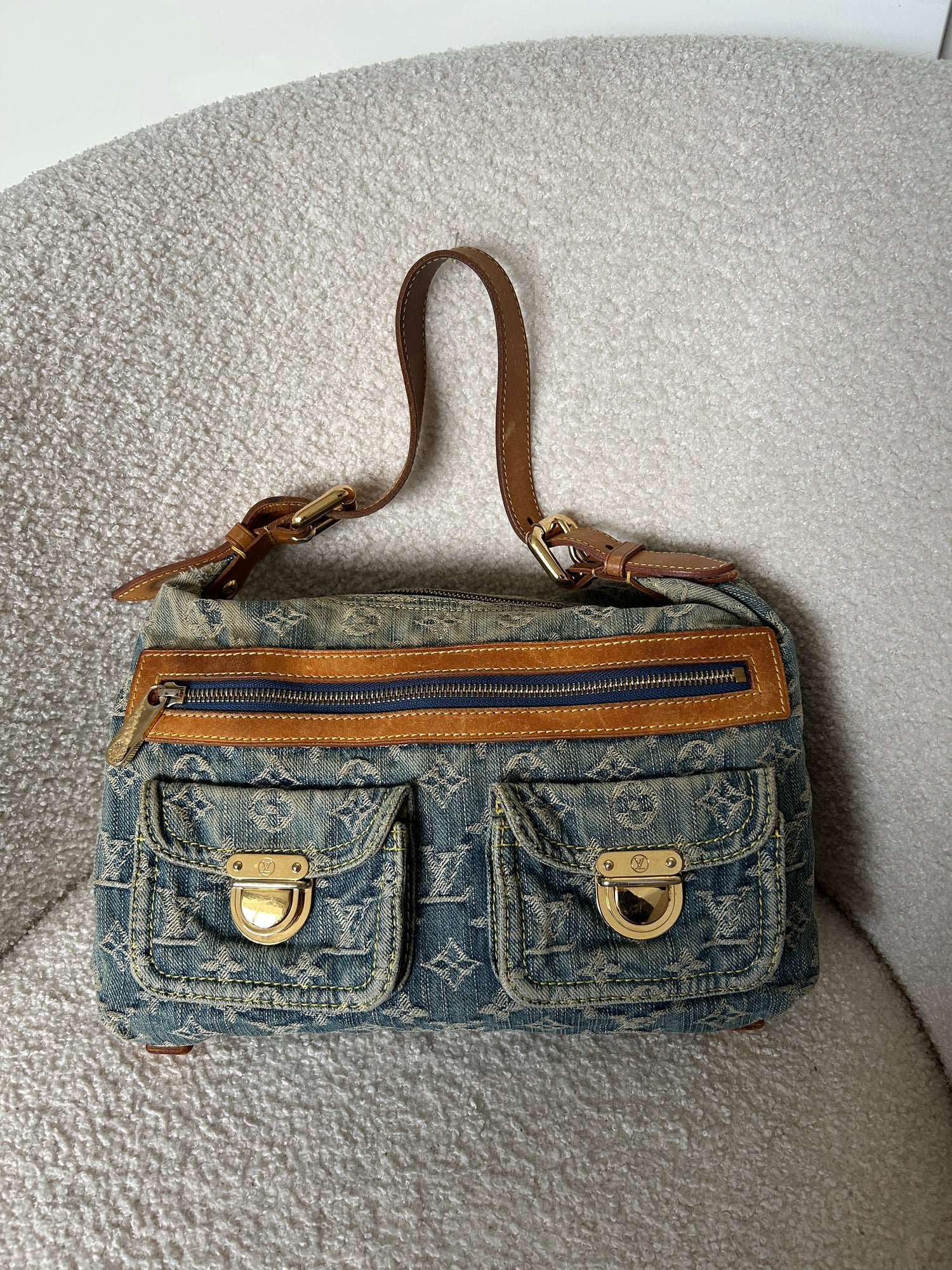 Vintage 2000s Louis Vuitton Denim Baggy PM shoulder bag