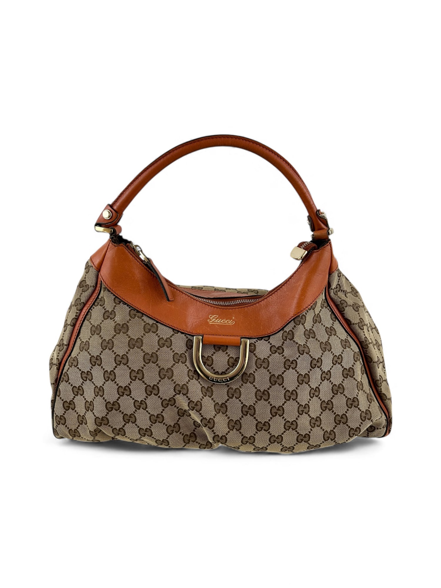 Vintage 90s Gucci Monogram Large D-Ring Shoulder Bag