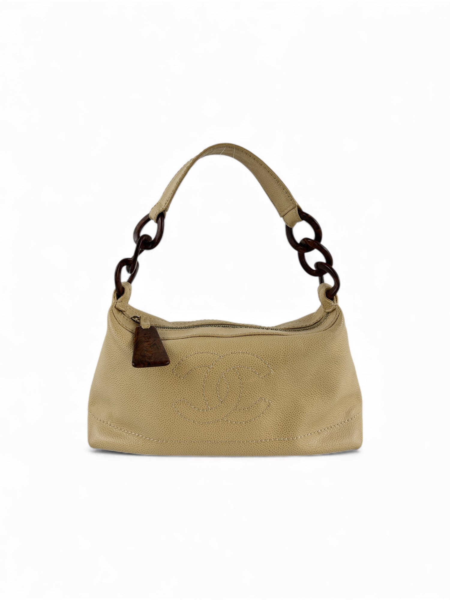 2002/2003 Vintage Chanel Caviar Leather CC Stitch Shoulder Bag