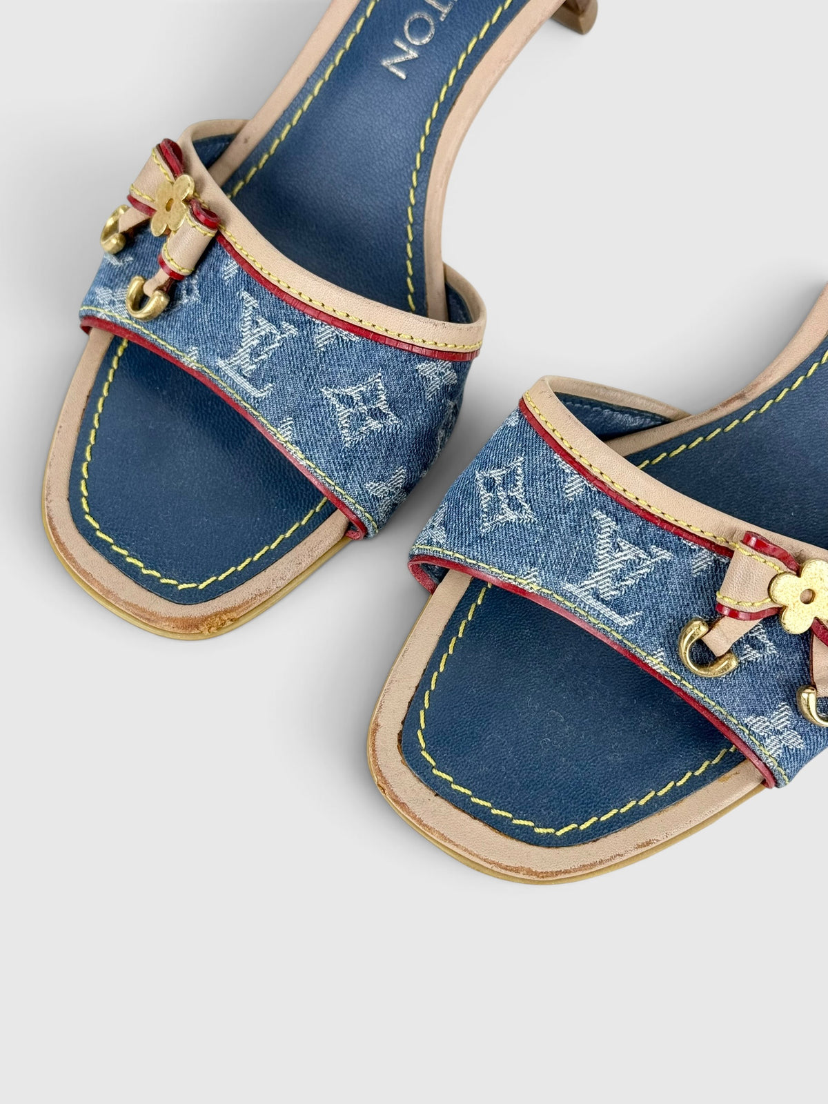 90s Louis Vuitton Denim Mule Heels EU36/UK3