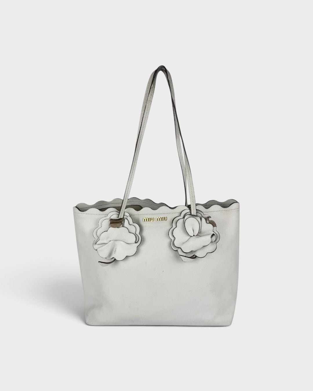 2018 Miu Miu Flower Leather Tote Bag