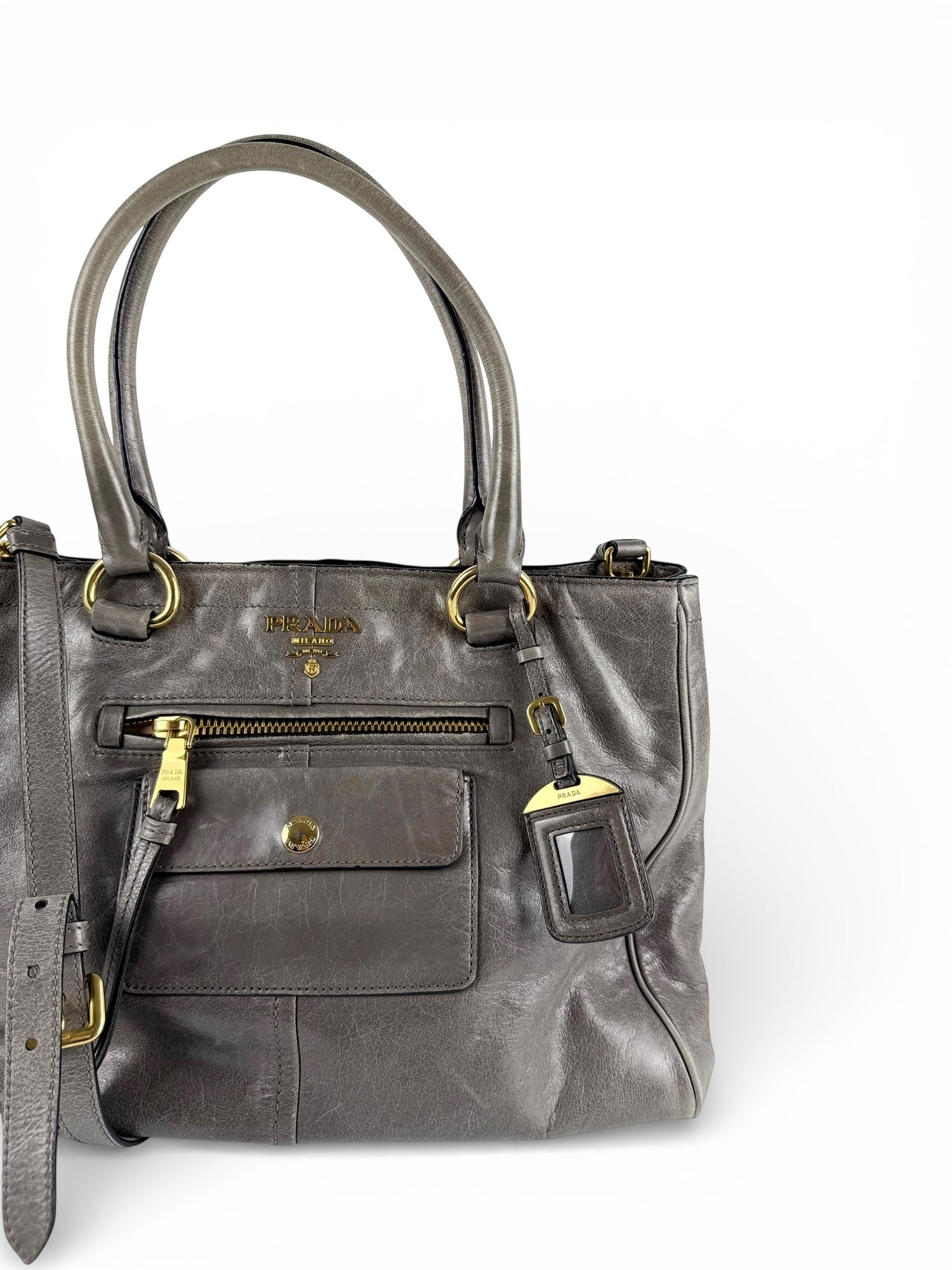 2010s Prada Vitello Shine 2Way Cargo Handbag