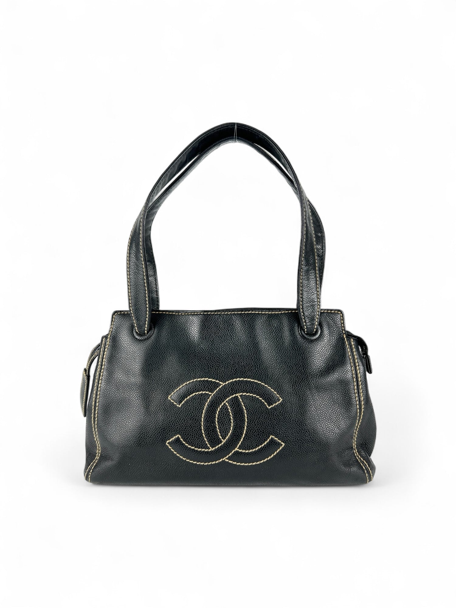 Vintage Chanel Black Caviar Leather Surprise CC Stitch Shoulder Bag (2004/2005)