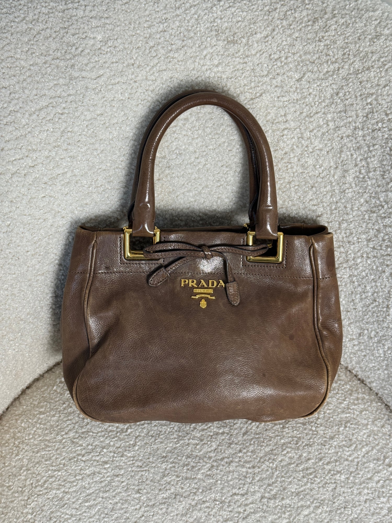2010s Prada Vitello Leather Bow 2Way Handbag