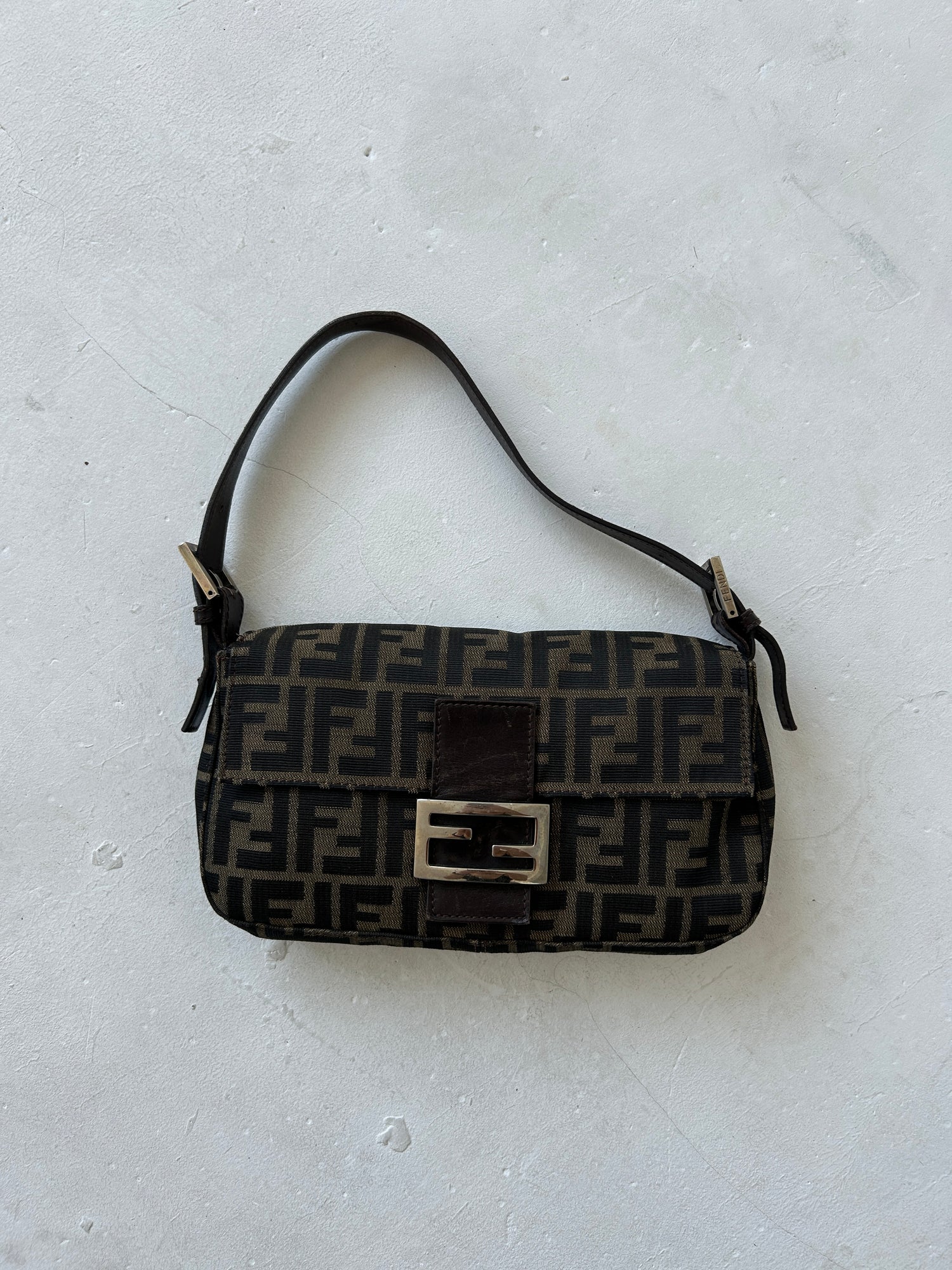 Vintage Fendi Zucca Classic Baguette Shoulder Bag 90s