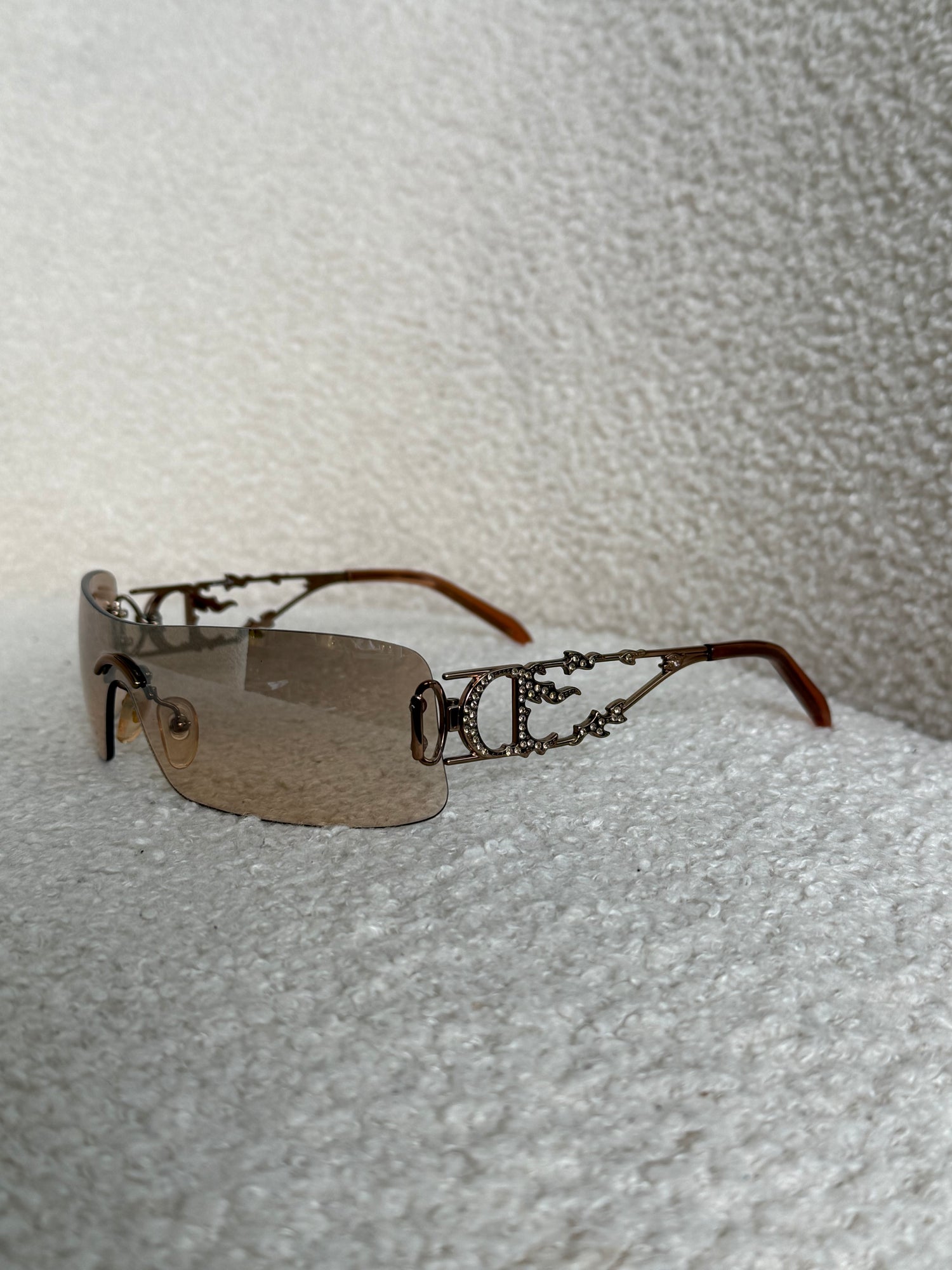 RARE Vintage 2000s Christian Dior Diamanté Flames Sunglasses