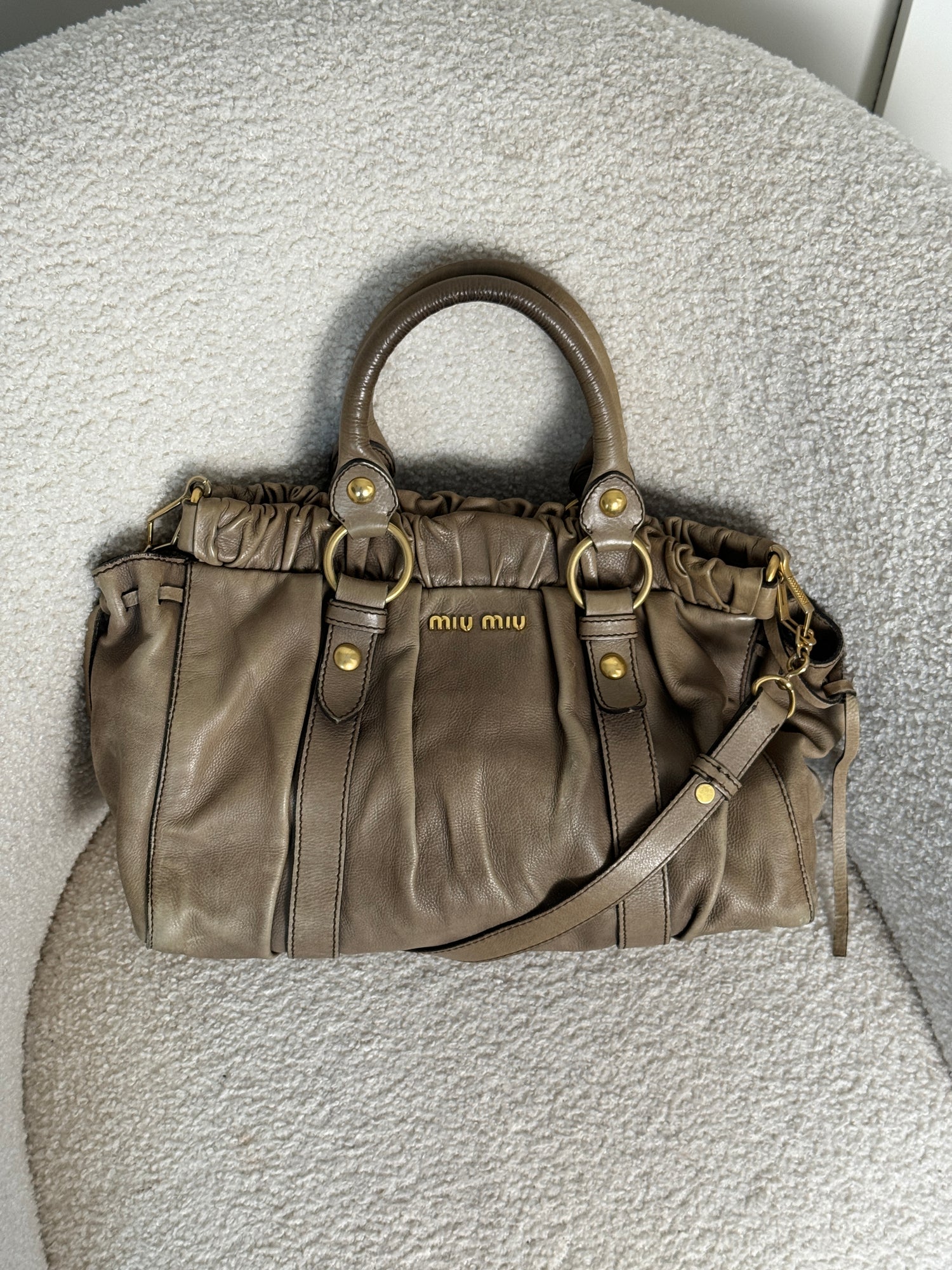 2010s Miu Miu Vitello Leather 2Way Handbag