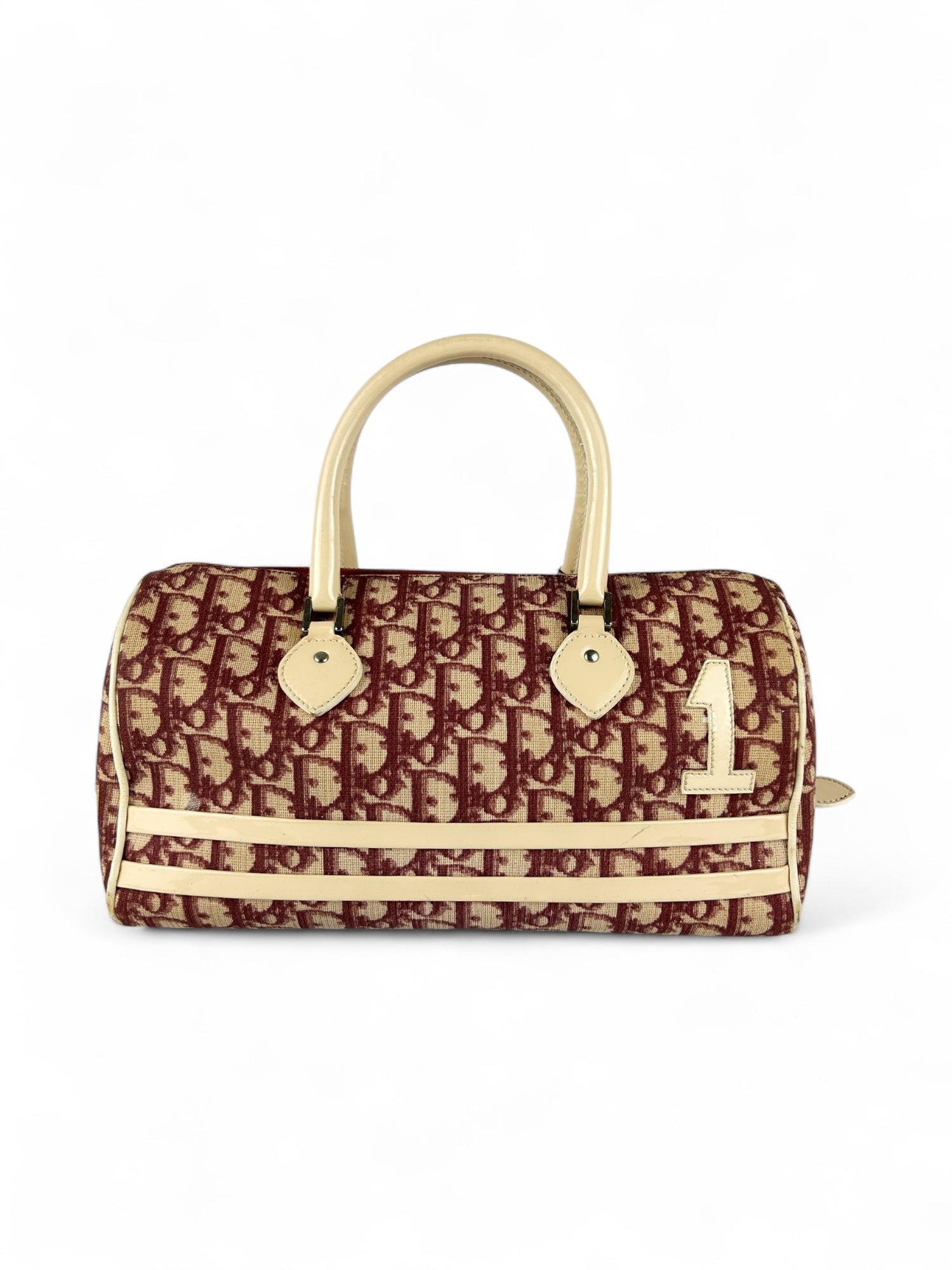 Vintage Christian Dior Red Monogram Boston Handbag (2004)