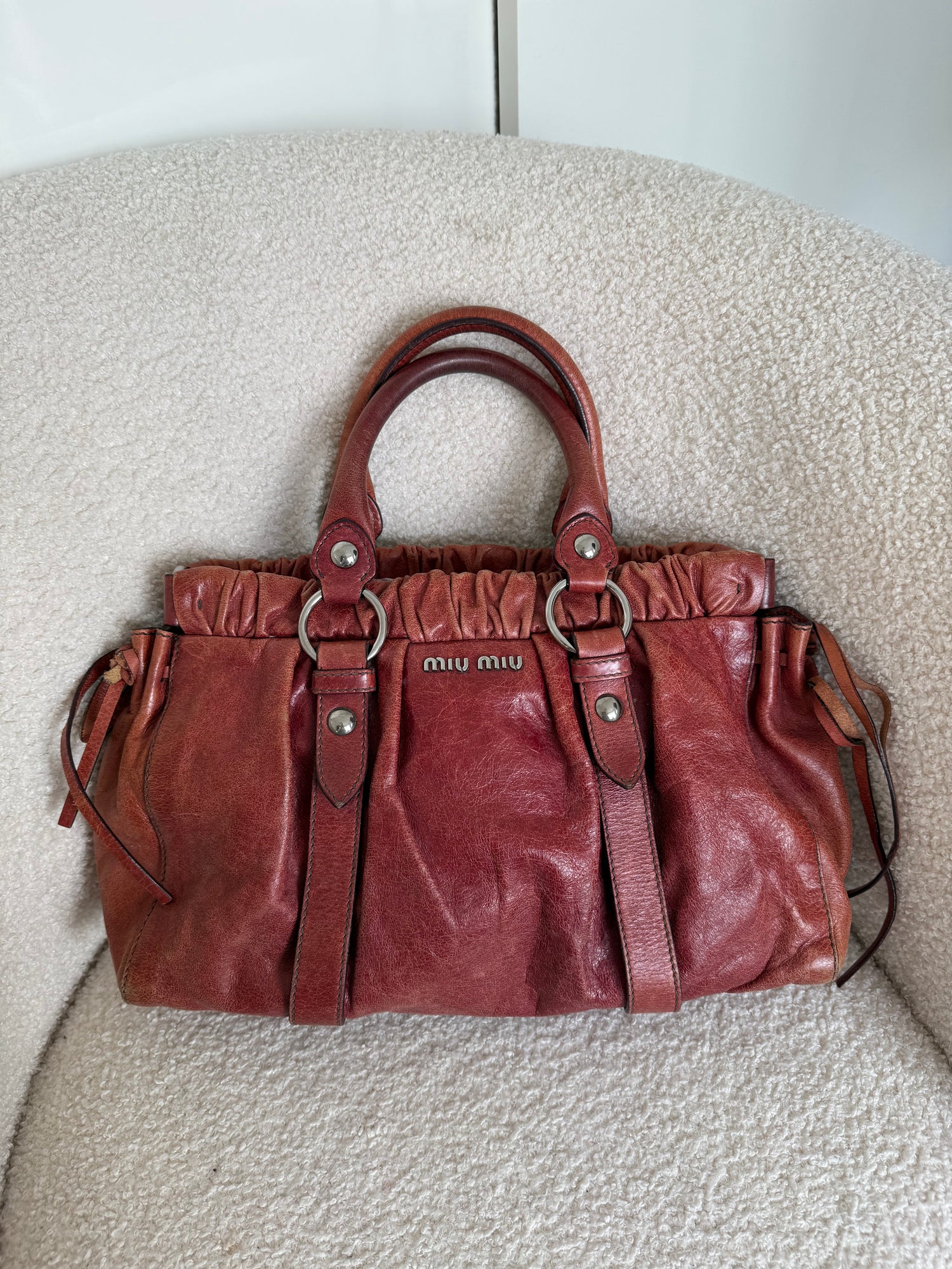 2010s Miu Miu Vitello Red Handbag