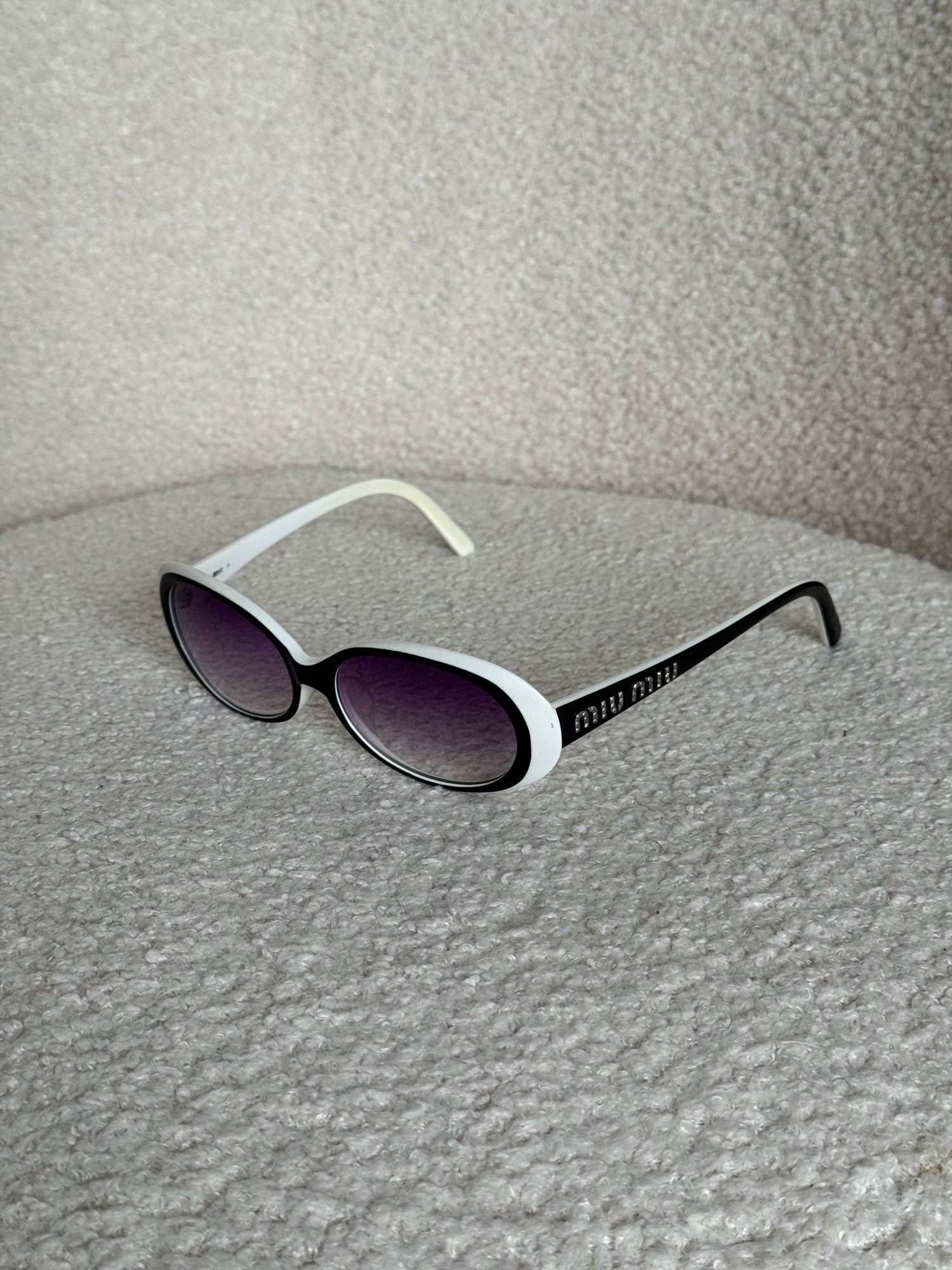 2000s Miu Miu White Diamanté Sunglasses