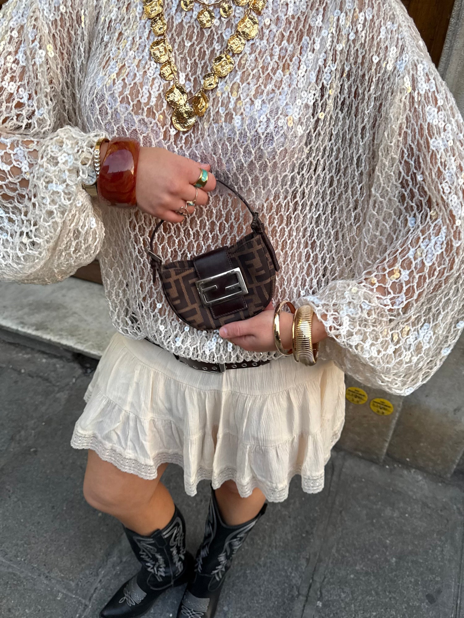 Vintage Fendi Zucca Mini Croissant Handbag