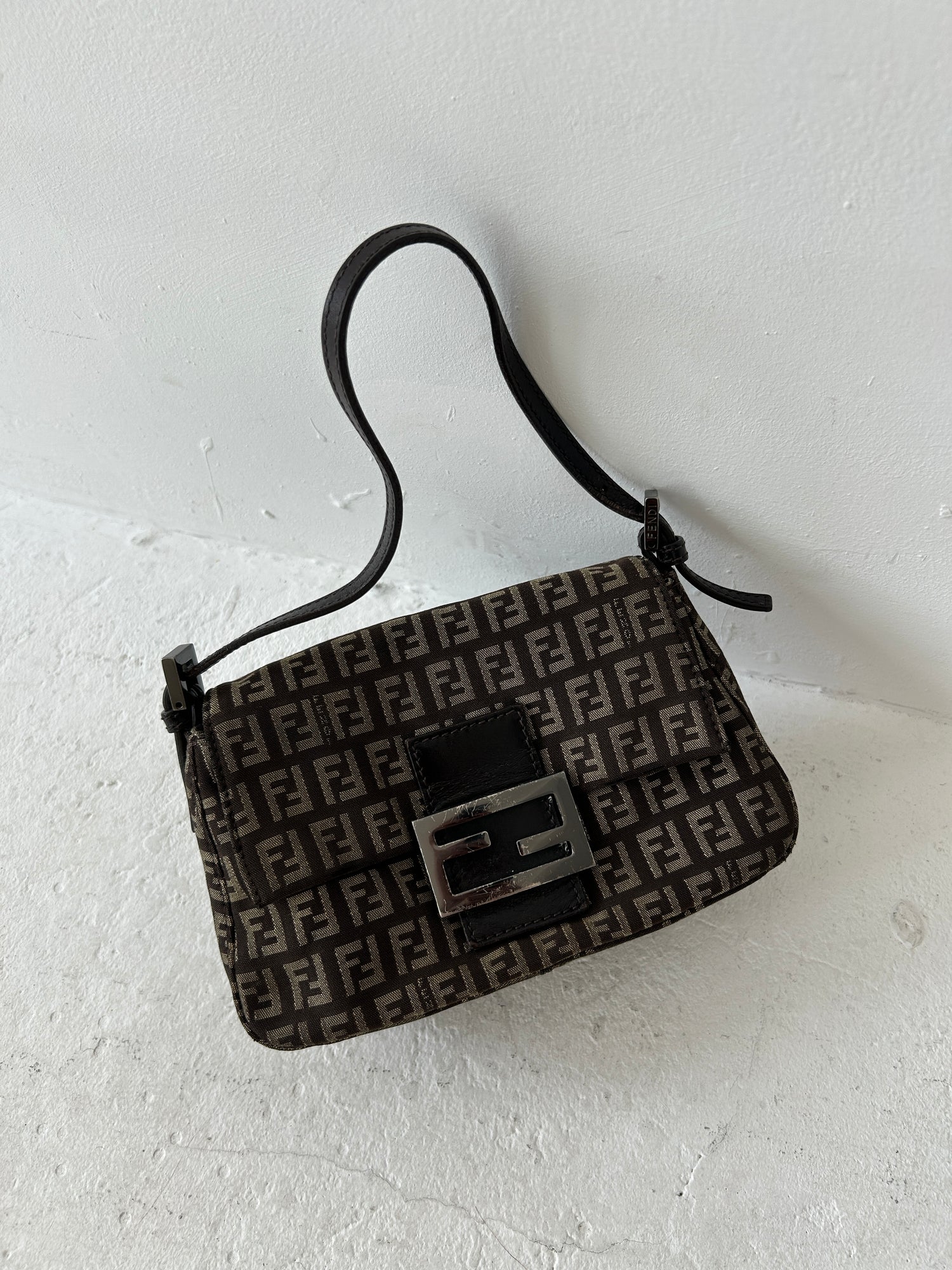 Vintage Fendi Zucca Mini Baguette Shoulder Bag