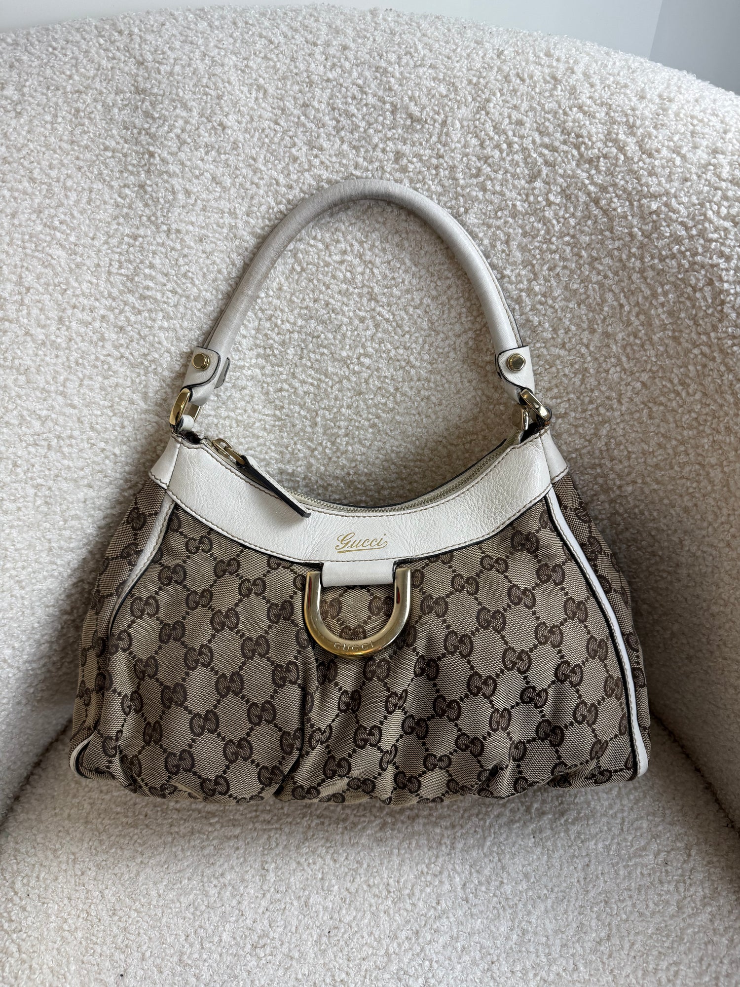 Vintage 90s Gucci Monogram Mini D-Ring Shoulder Bag