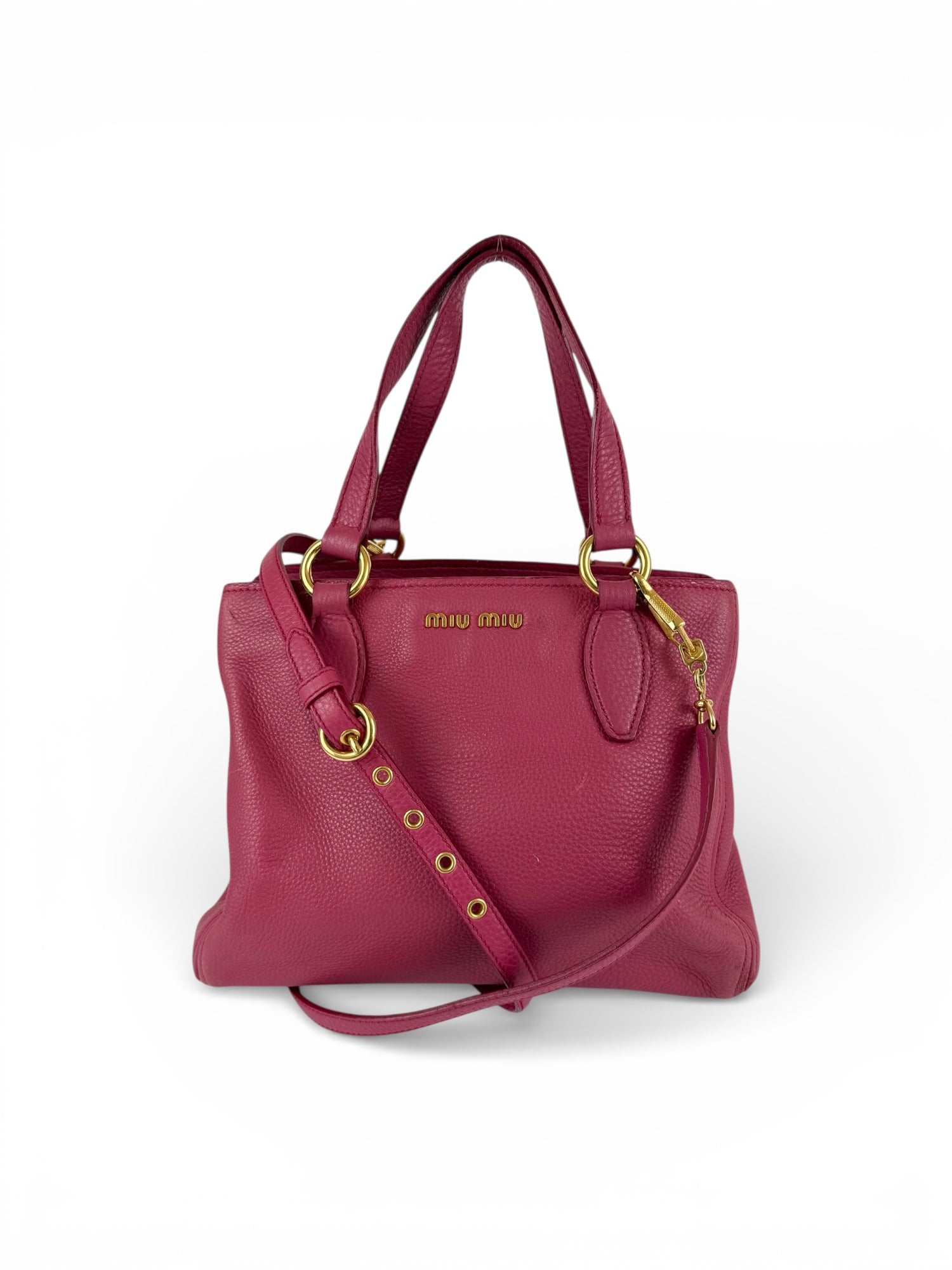 2010s Miu Miu Grained Leather Pink 2Way Tote Bag