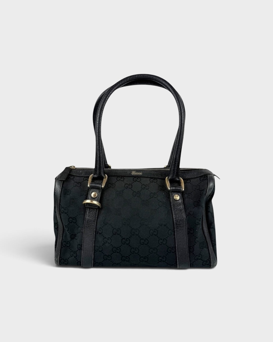 2000s Gucci Black Monogram Boston Handbag