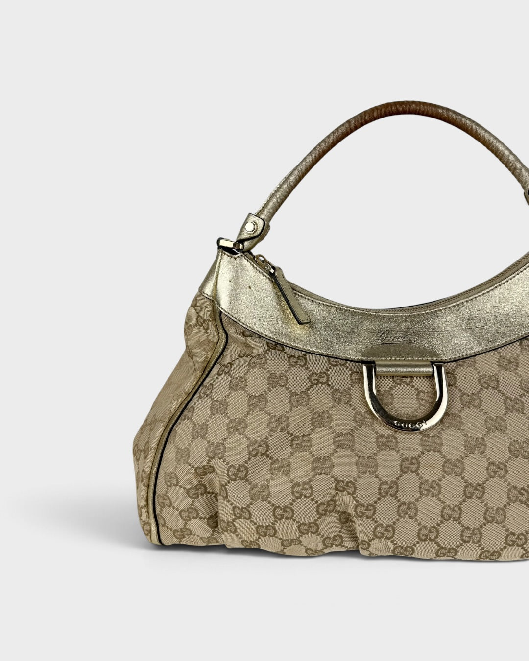 2000s Gucci Monogram Large D-Ring Shoulder Bag