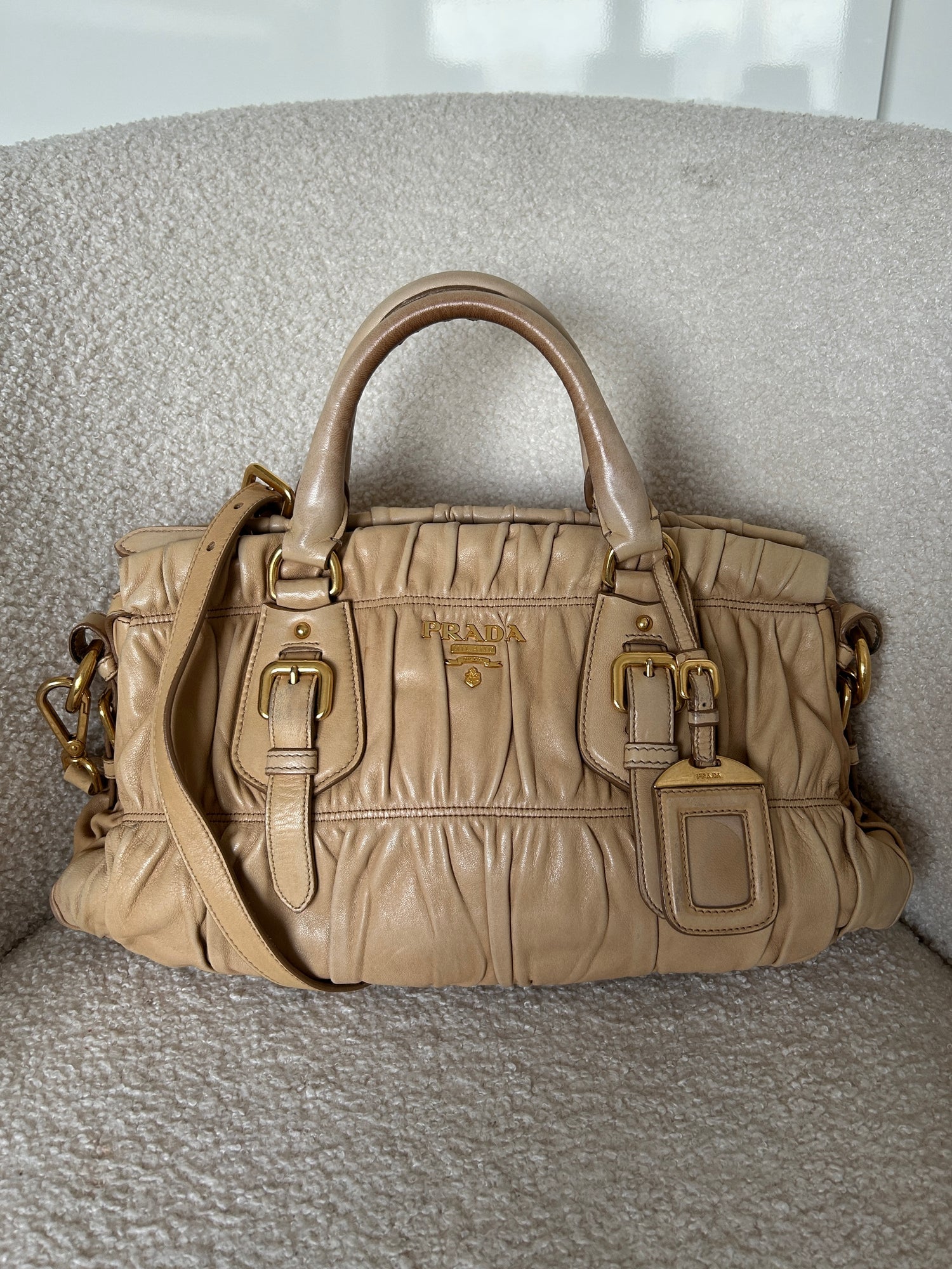 Vintage 2000s Prada Nappa Leather 2Way Handbag