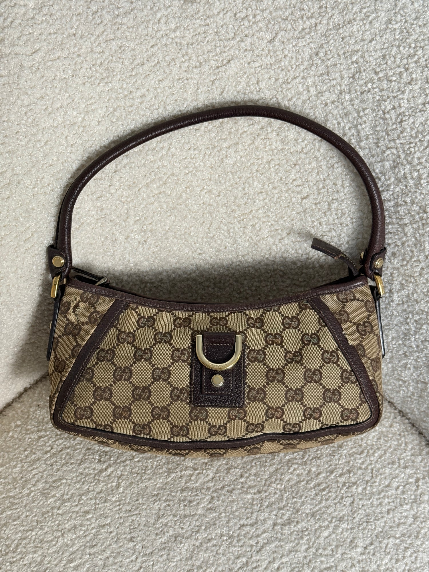 Vintage 90s Gucci Monogram D-Ring Shoulder Bag