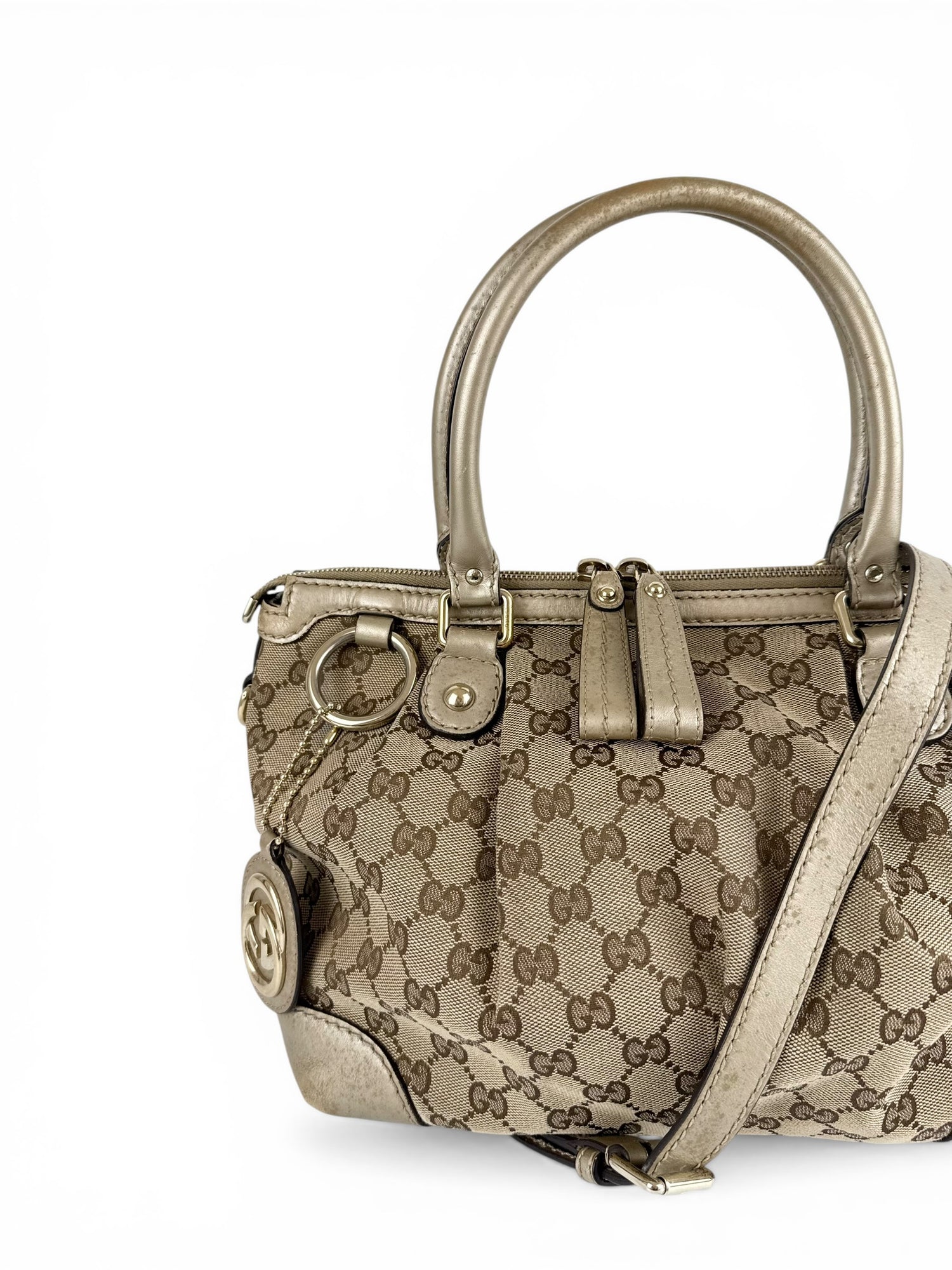 Vintage 90s Gucci GG Monogram 2Way Handbag